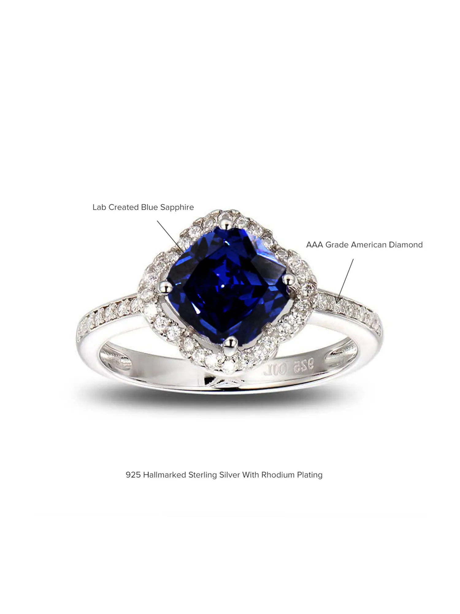 1.5 Carat Blue Sapphire Flower Halo Ring For Women