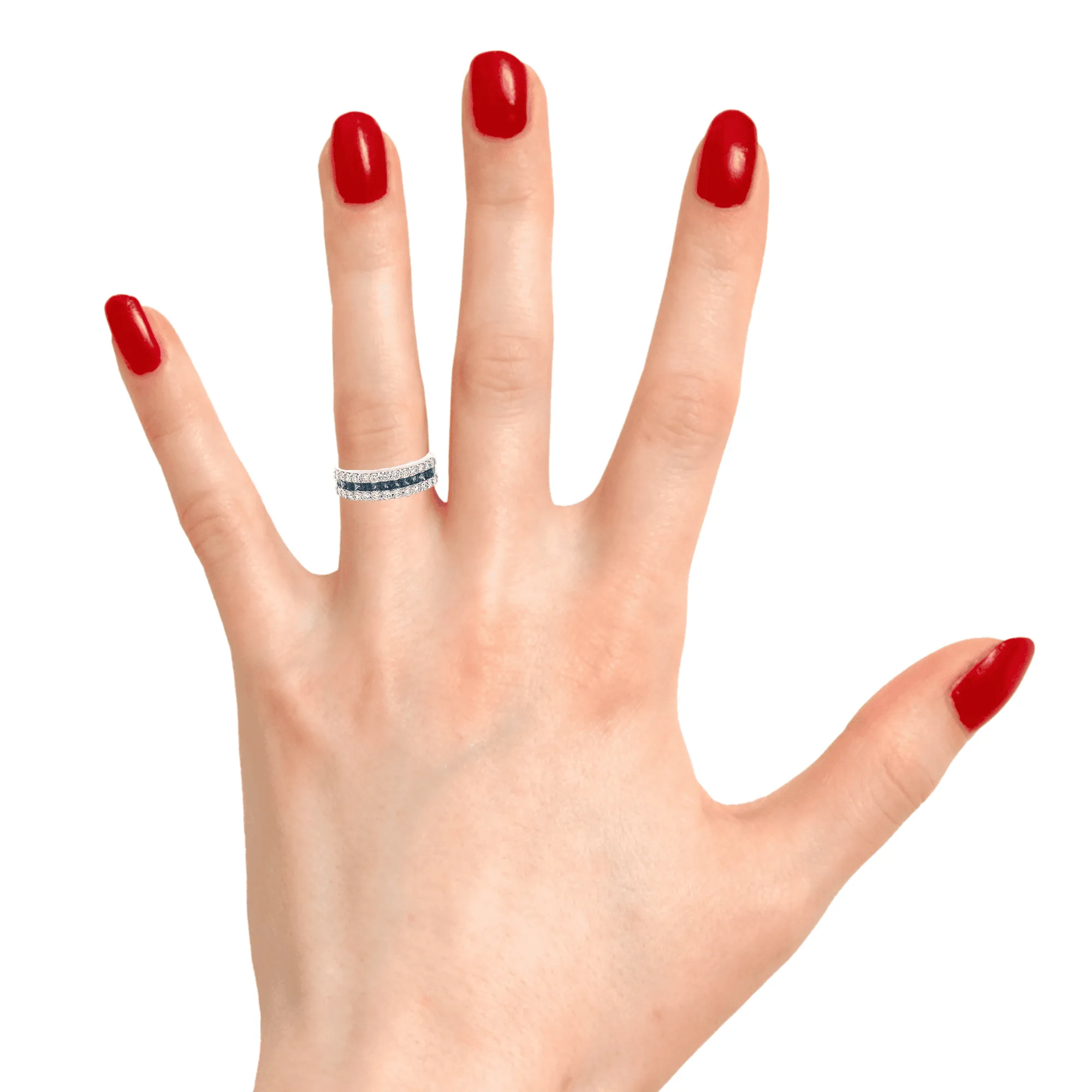18K White Gold Diamond Sapphire Ring