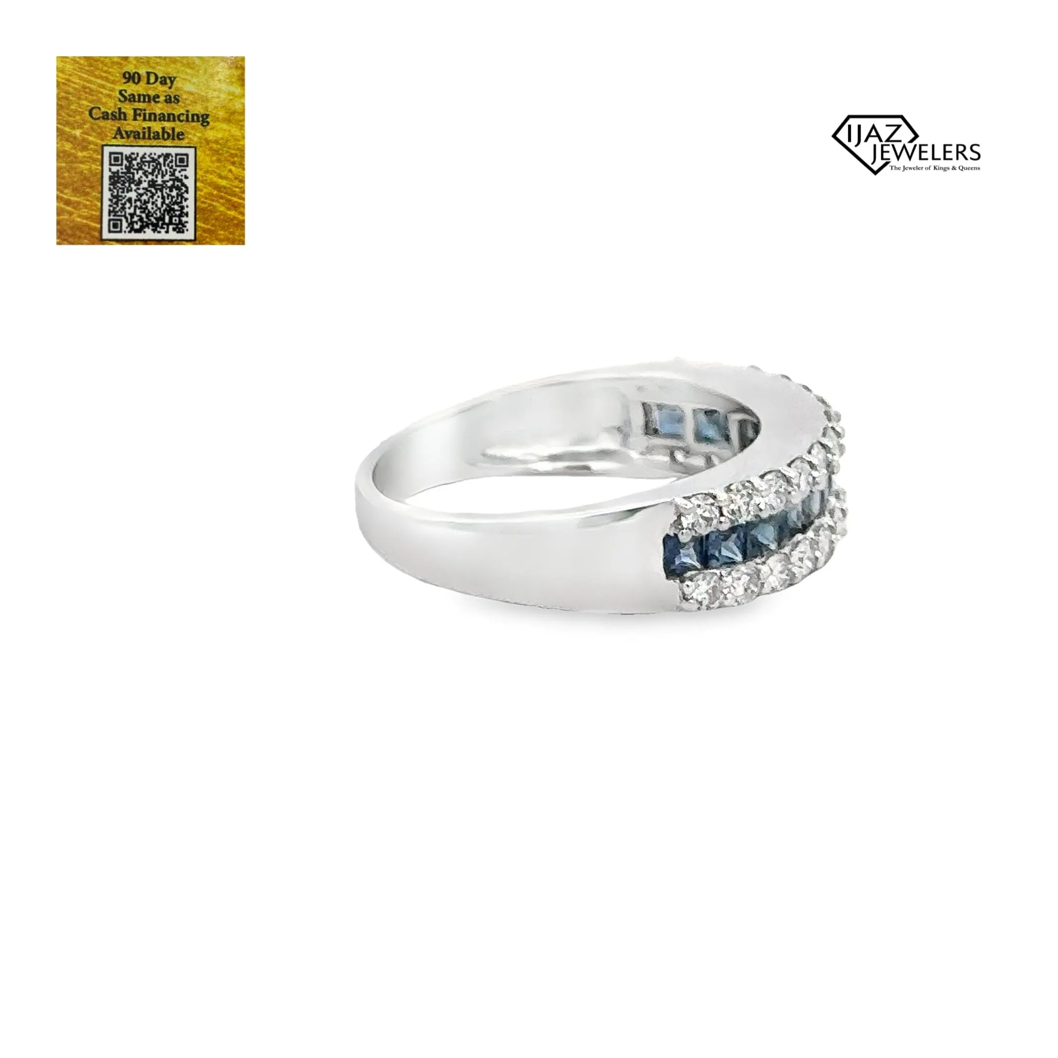 18K White Gold Diamond Sapphire Ring
