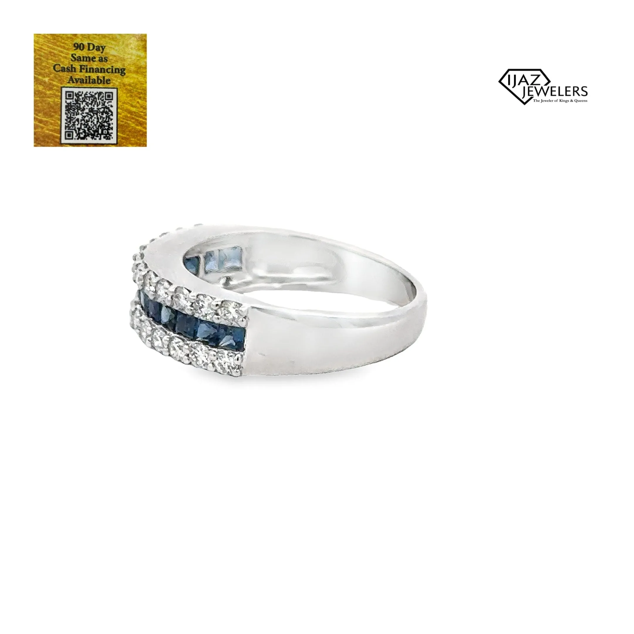 18K White Gold Diamond Sapphire Ring