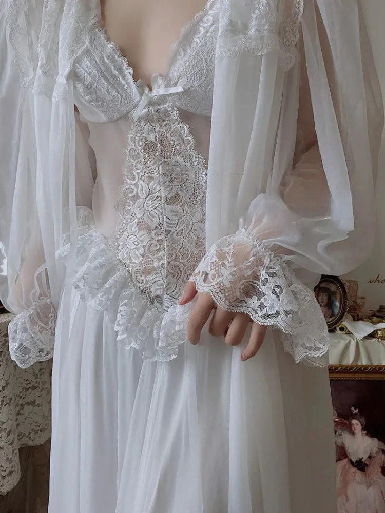 Aiertu Autumn White Fairy Vintage Sweet Dress Women Mesh Lace Sexy Casual Korean Dress Female Patchwork Designer Princess Dresses
