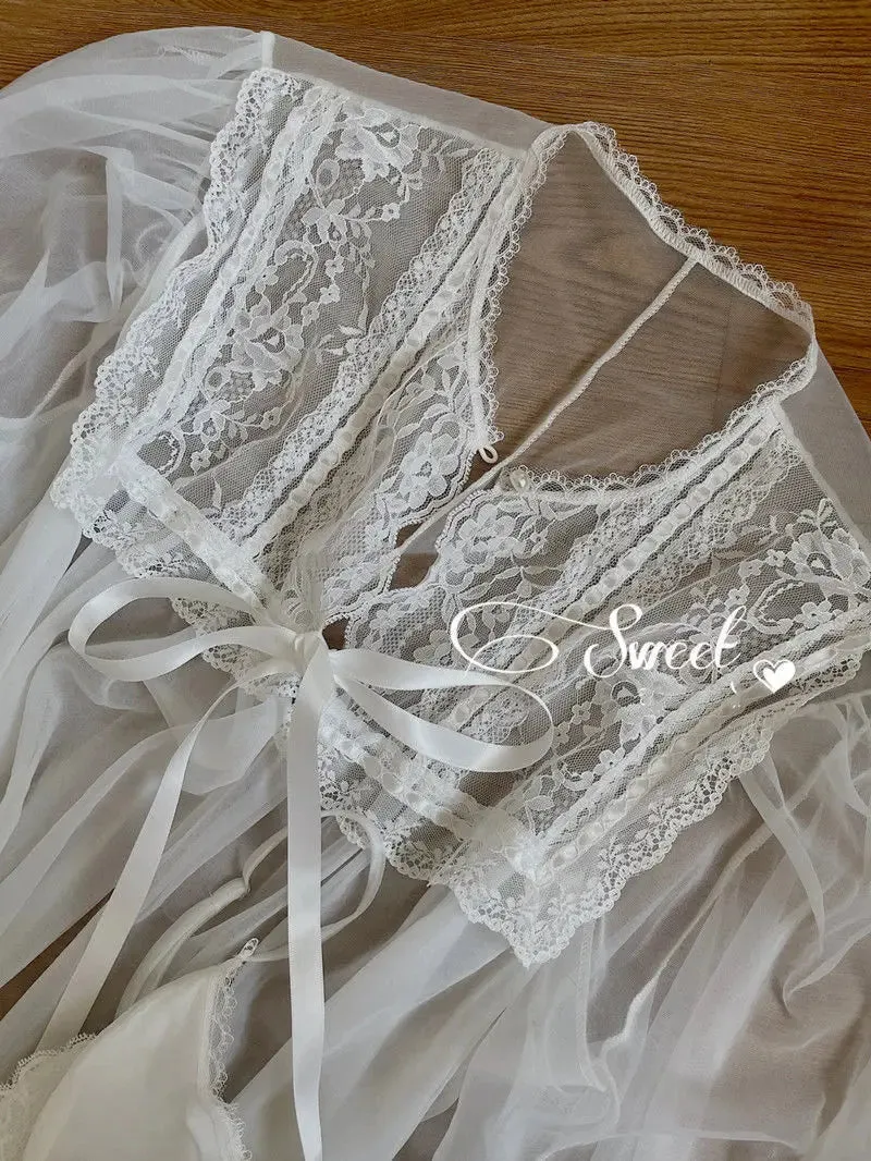 Aiertu Autumn White Fairy Vintage Sweet Dress Women Mesh Lace Sexy Casual Korean Dress Female Patchwork Designer Princess Dresses