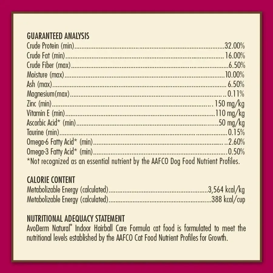 AvoDerm Natural Indoor Formula Adult Dry Cat Food