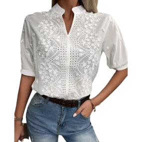 Blouses Embroidery Casual Shirt Sleeve Medium Long