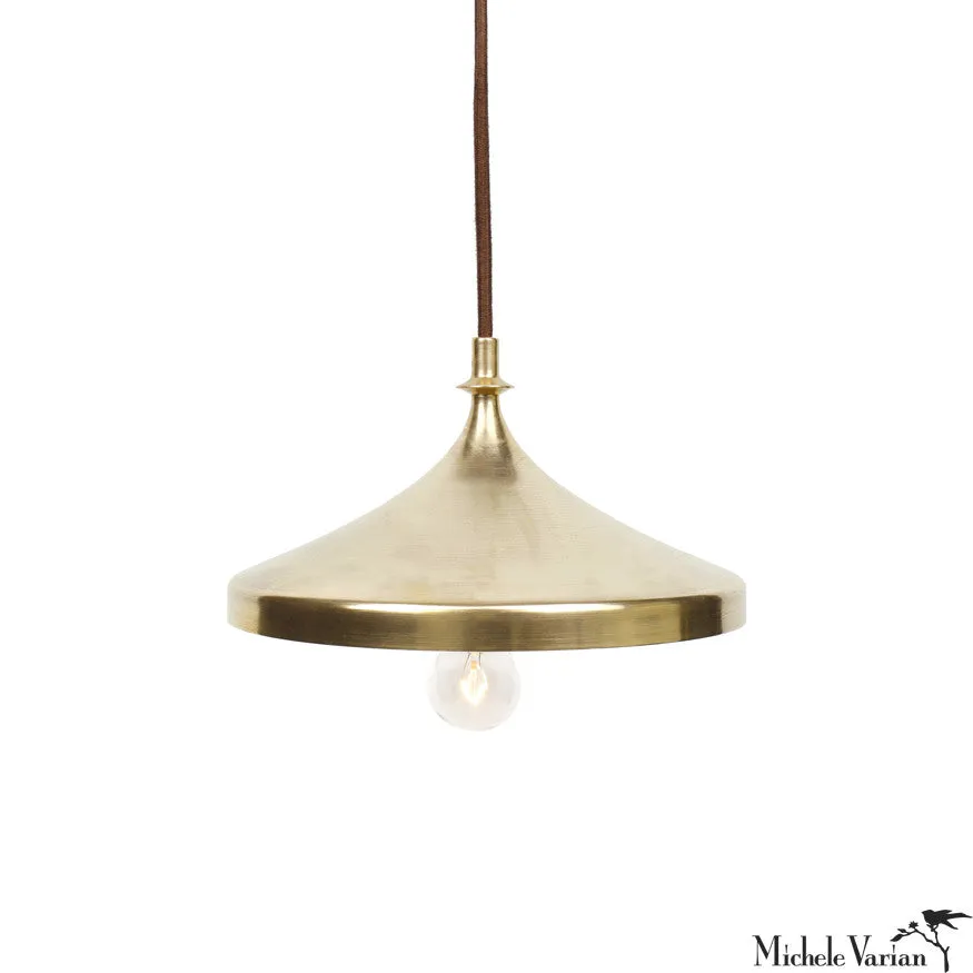 Brass Finial Disk Pendant Light