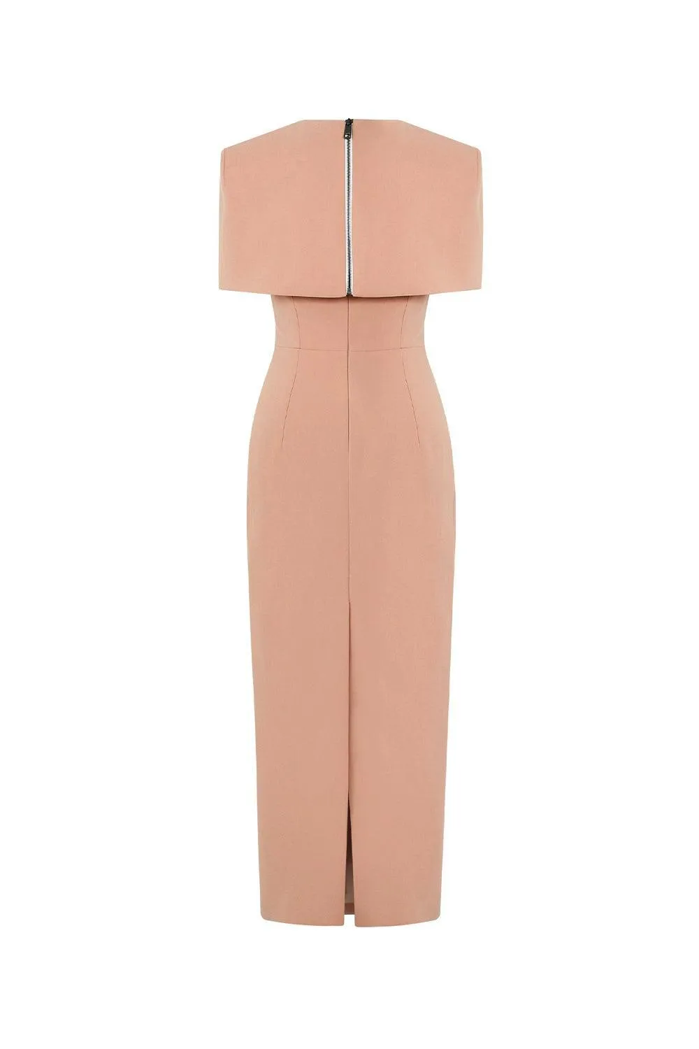 Burford Sheath Cape Sleeved Crepe Midi Dress