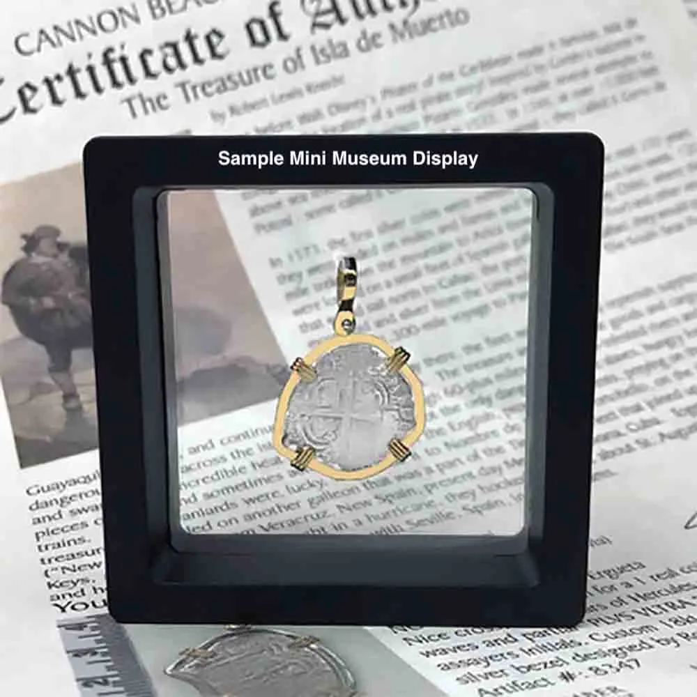 Dutch East India Company 1790 Silver 6 Stuiver Ship Shilling "I Struggle and Survive" 14K White Gold Pendant | Artifact #8481