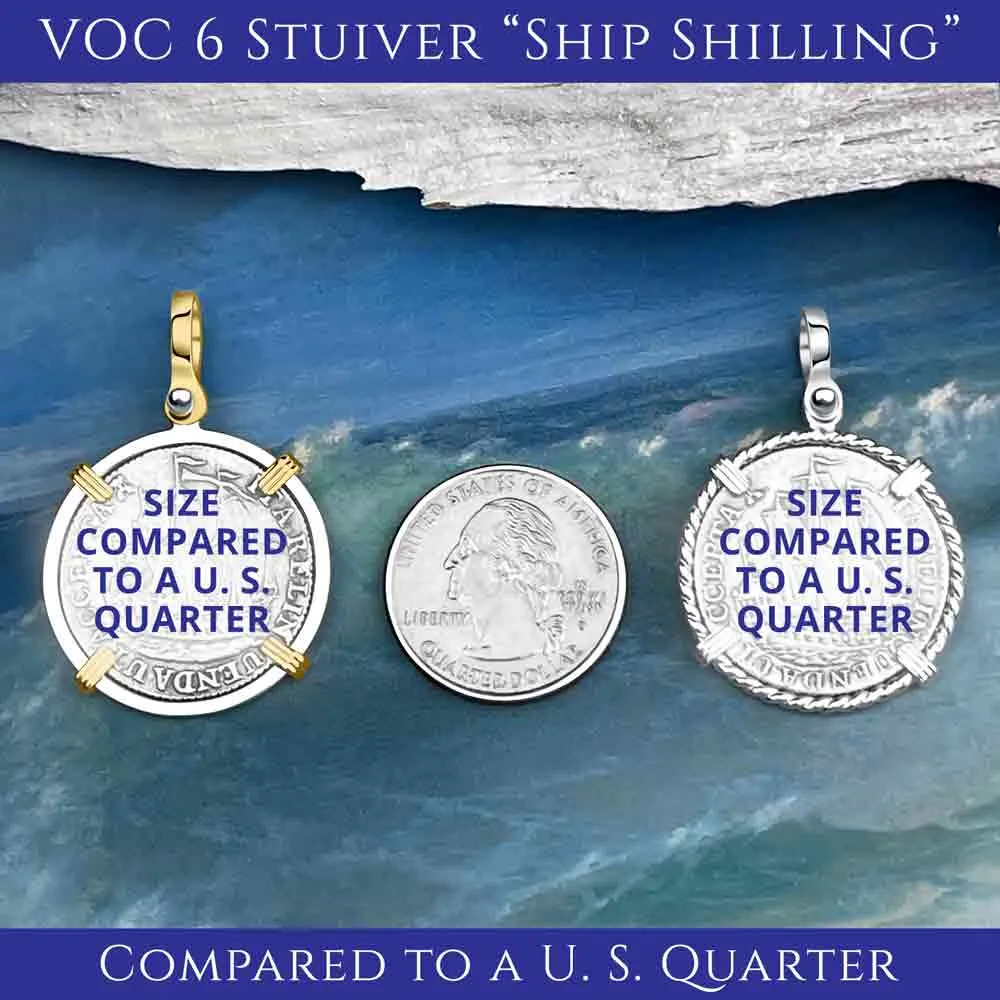 Dutch East India Company 1790 Silver 6 Stuiver Ship Shilling "I Struggle and Survive" Sterling Silver Pendant | Artifact #8518