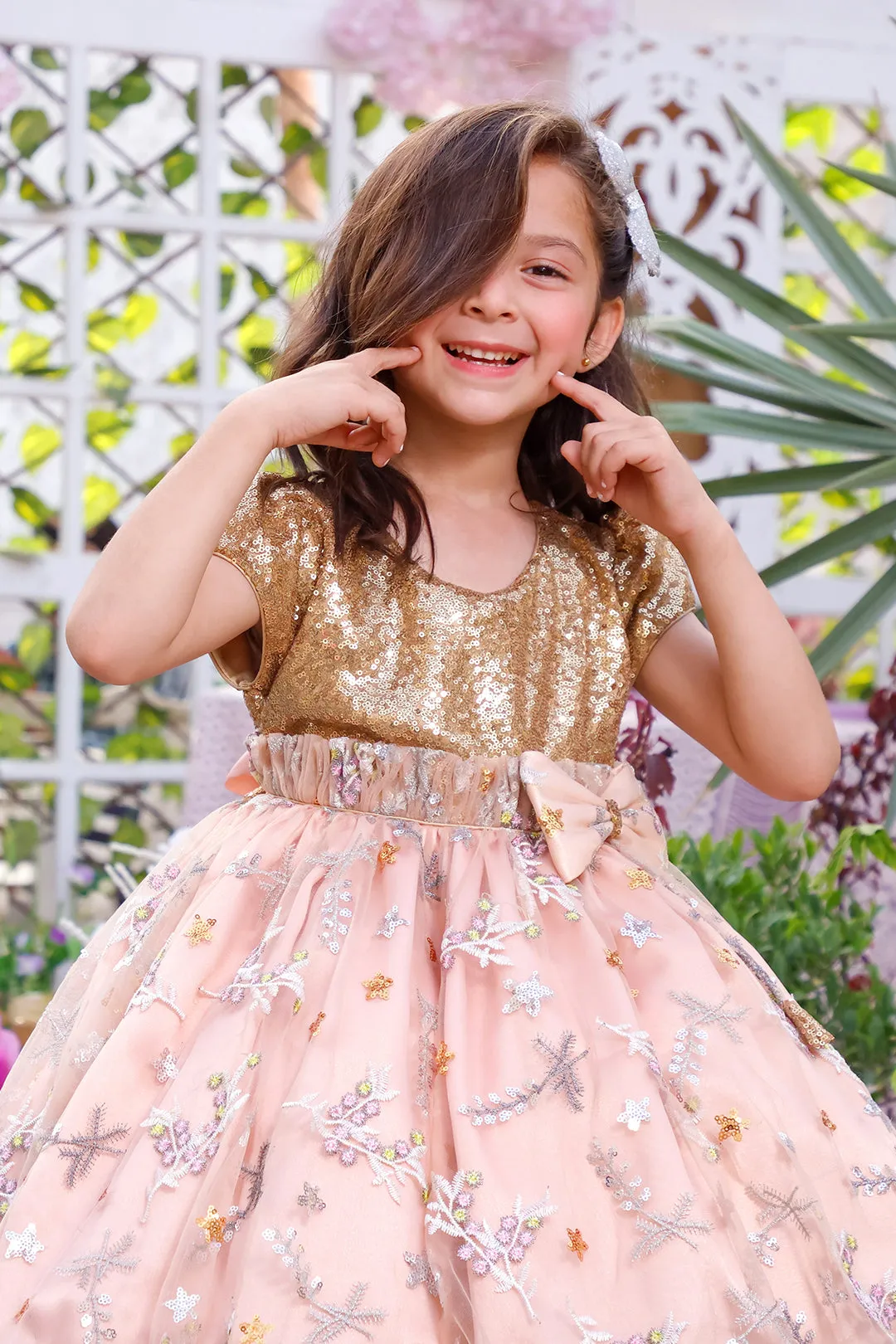 Embroidered Flare Sequins Skirt Style Frock | KAIRA | F2146