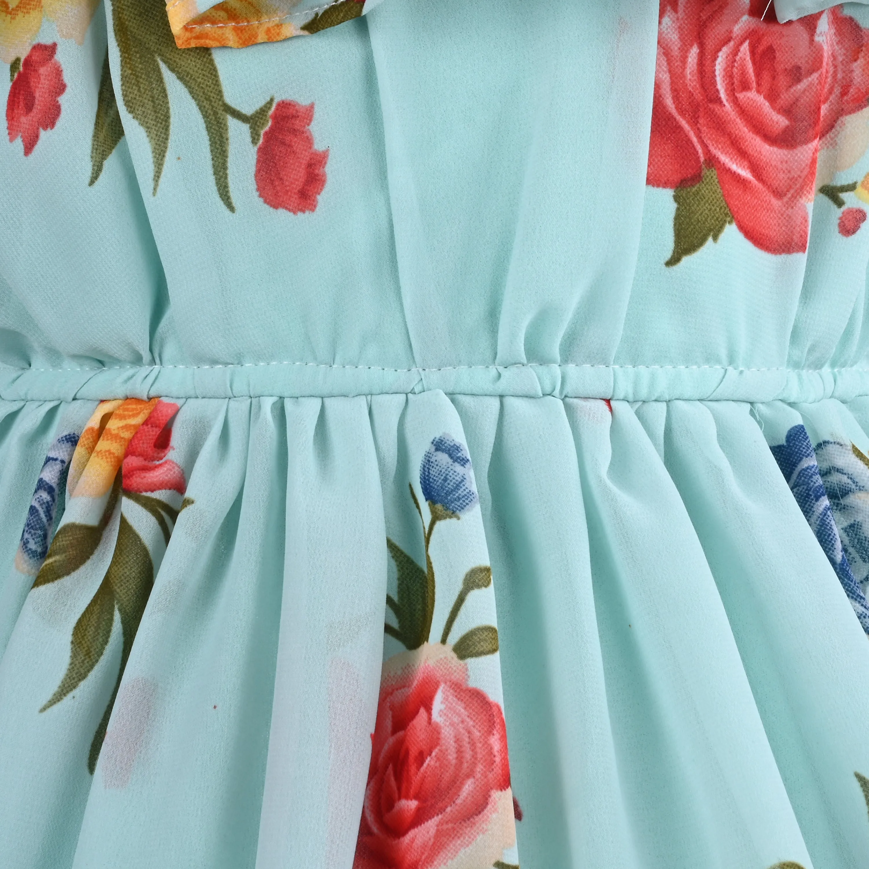 Girls Floral Print Fit and Flare Frock Dress