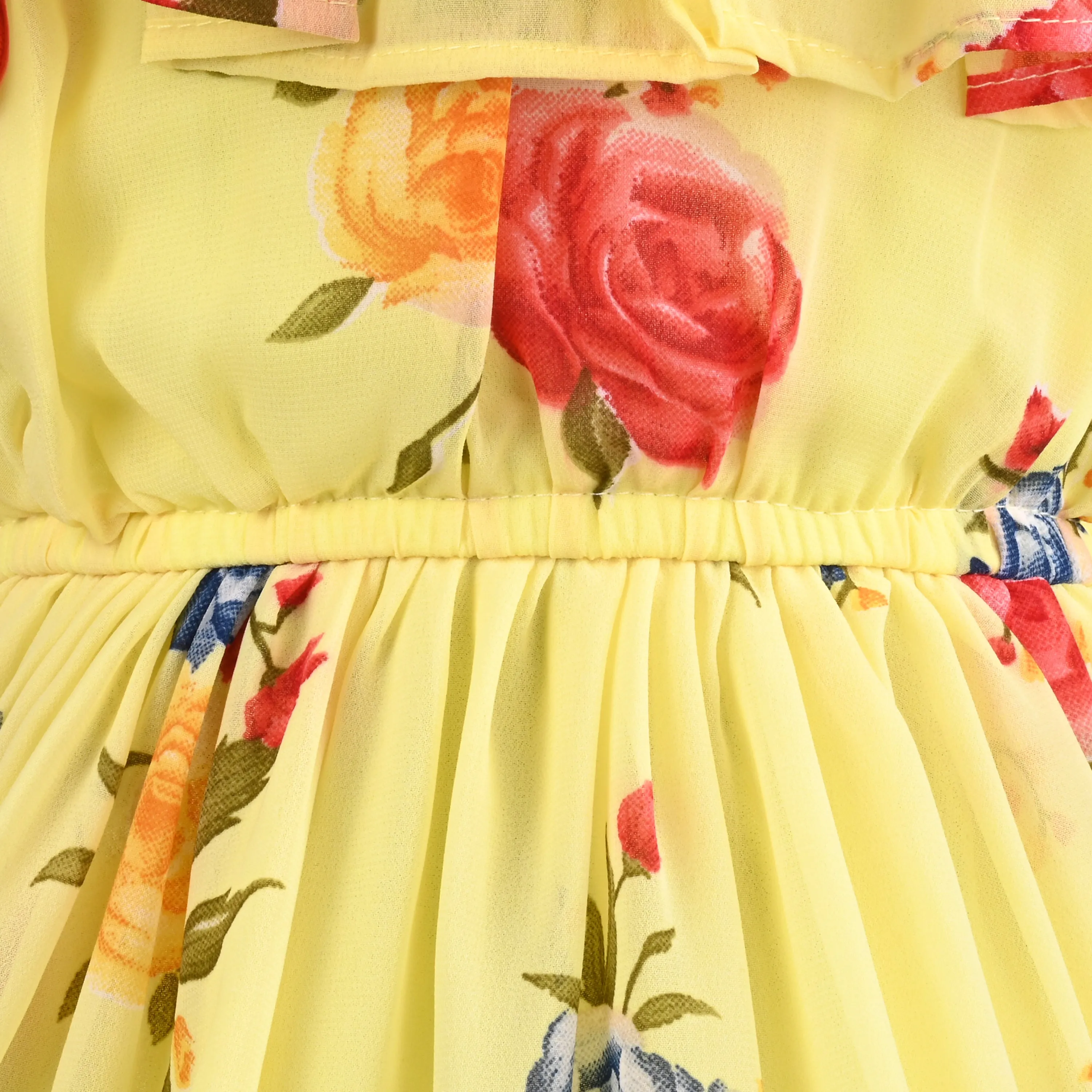 Girls Floral Print Fit and Flare Frock Dress