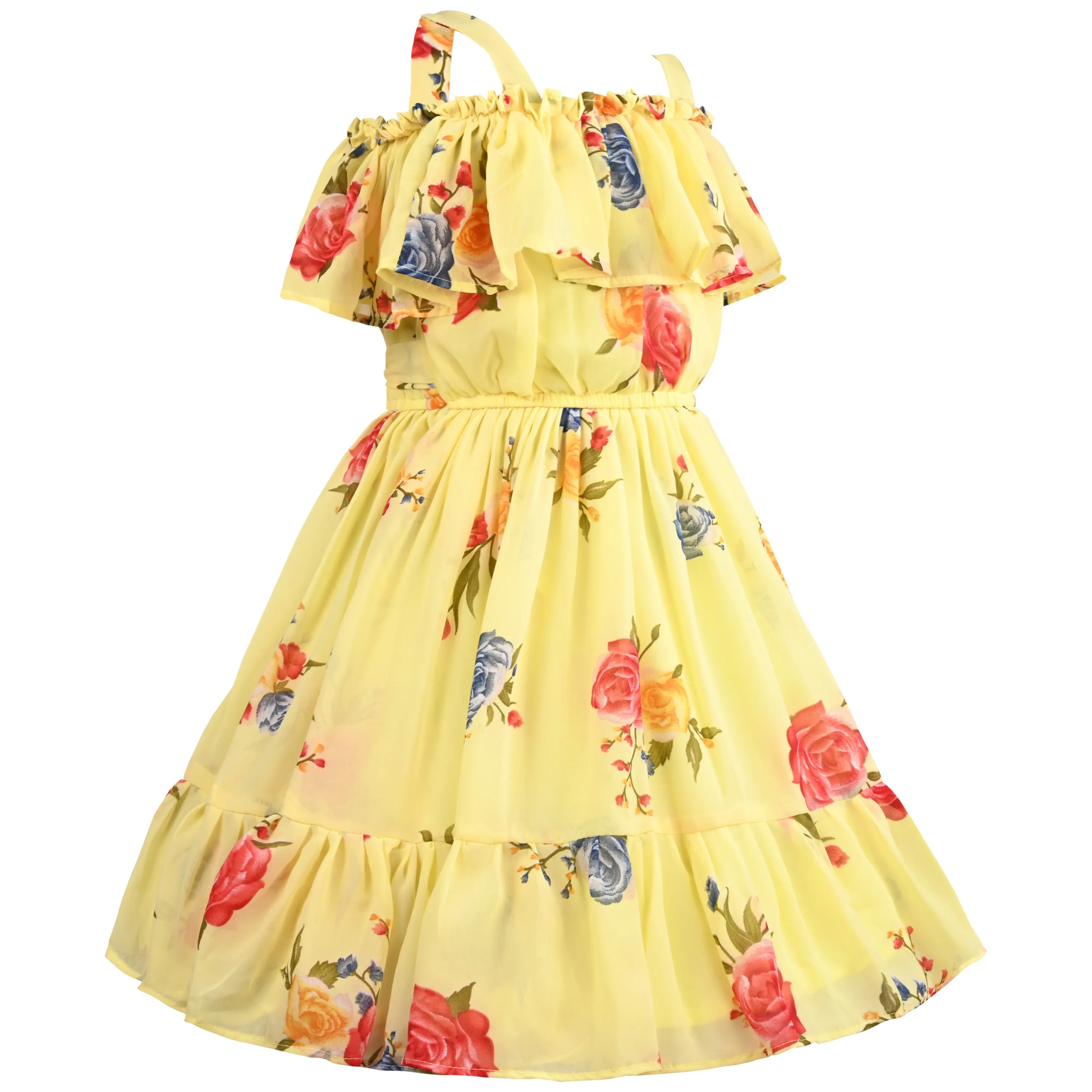 Girls Floral Print Fit and Flare Frock Dress