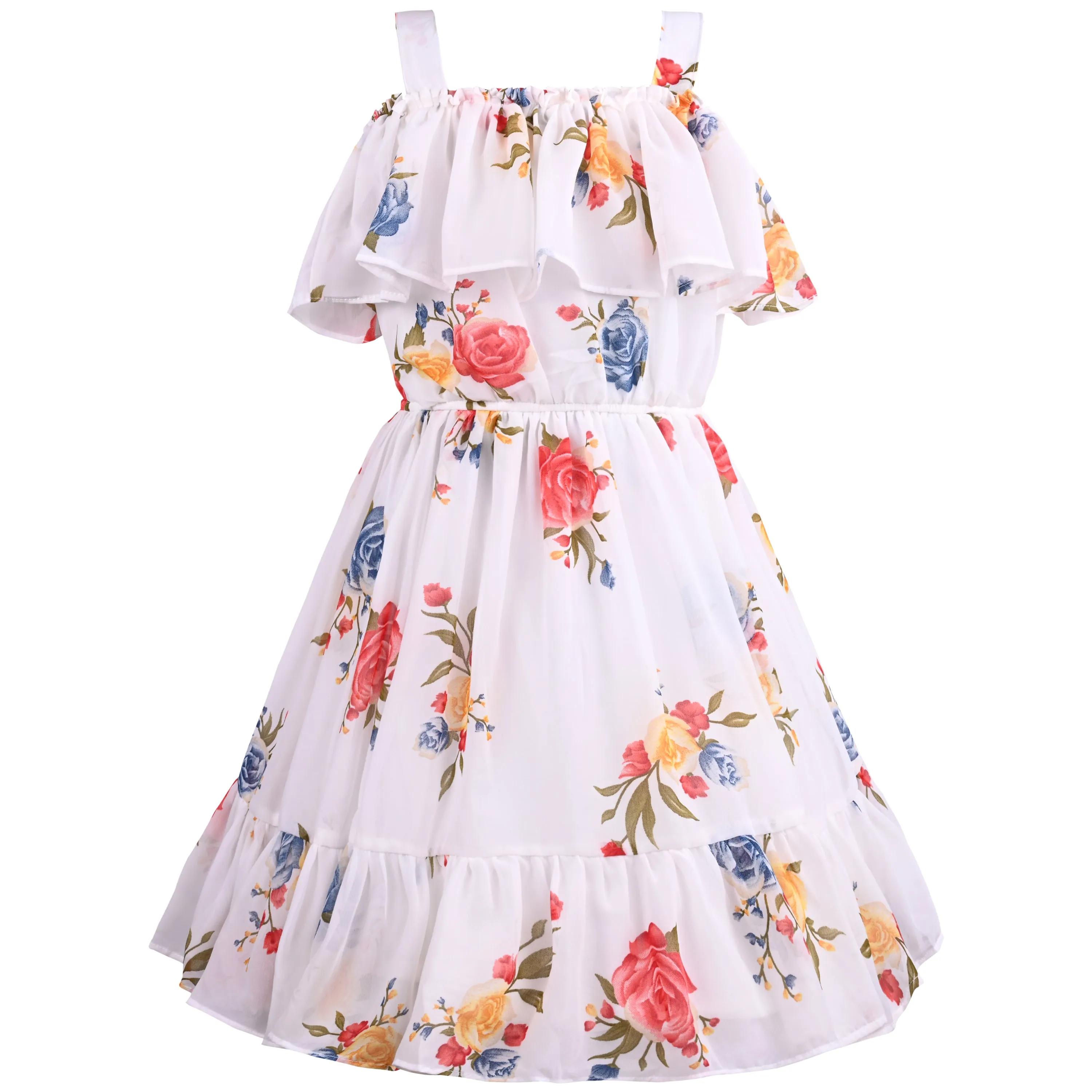 Girls Floral Print Fit and Flare Frock Dress