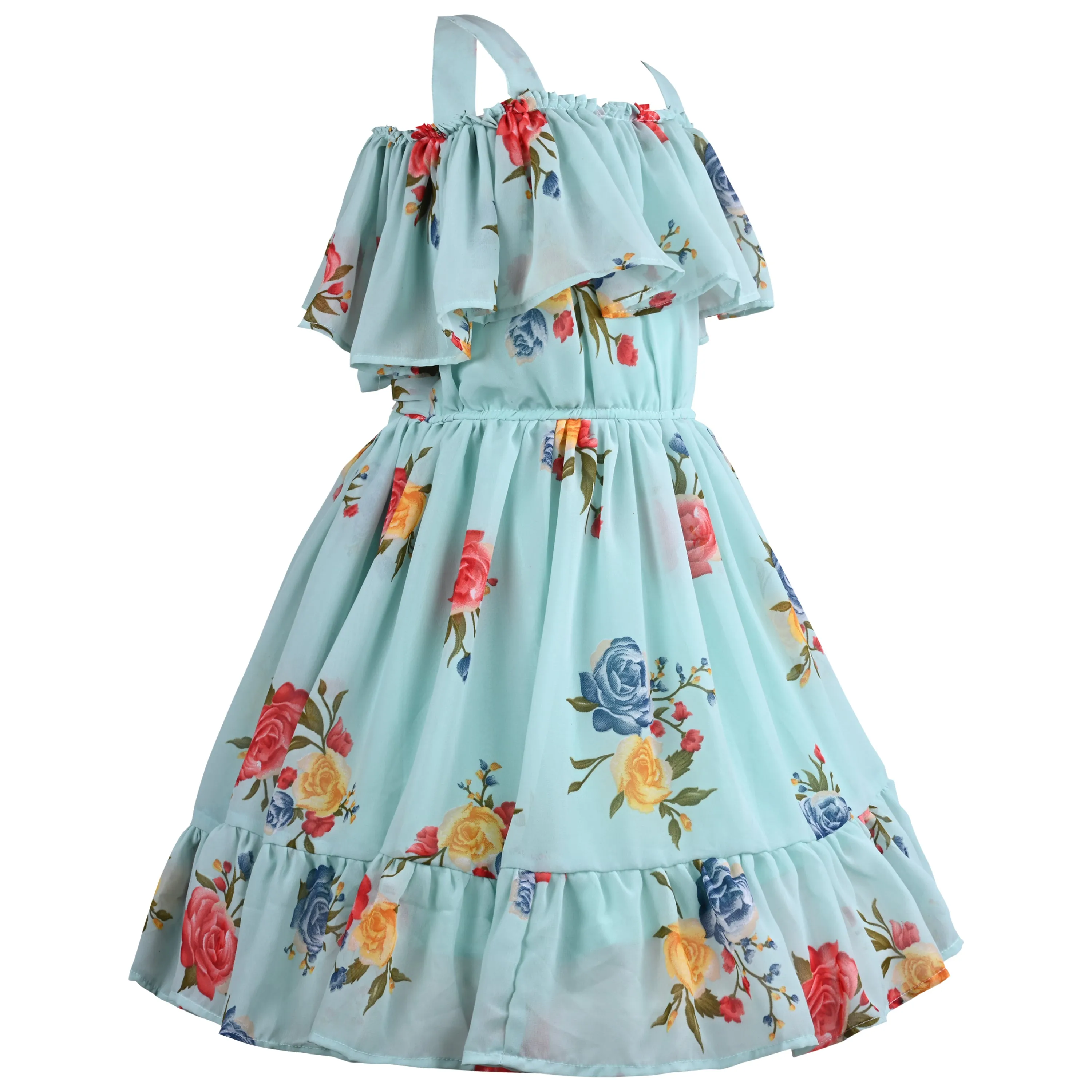 Girls Floral Print Fit and Flare Frock Dress