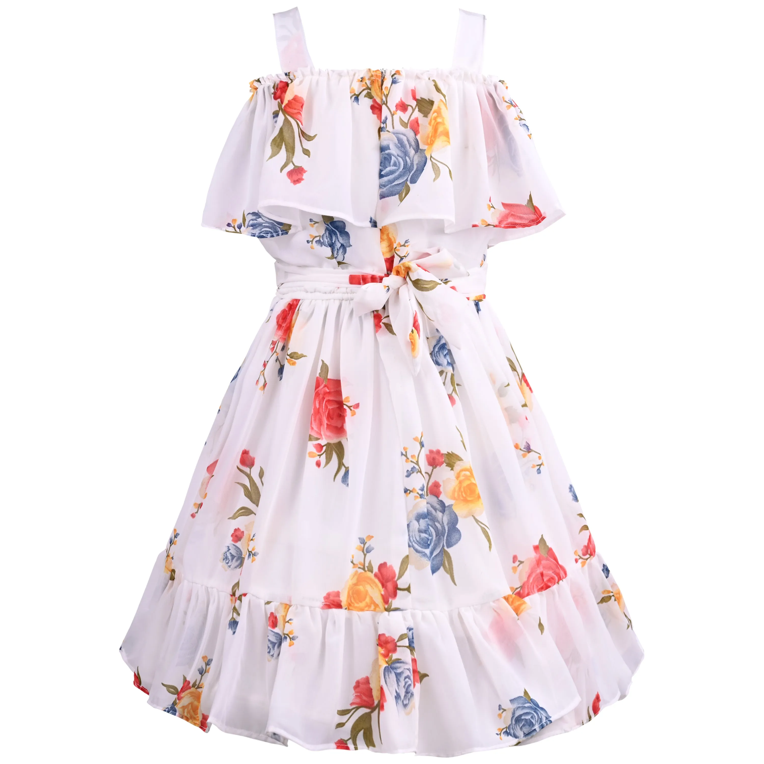 Girls Floral Print Fit and Flare Frock Dress