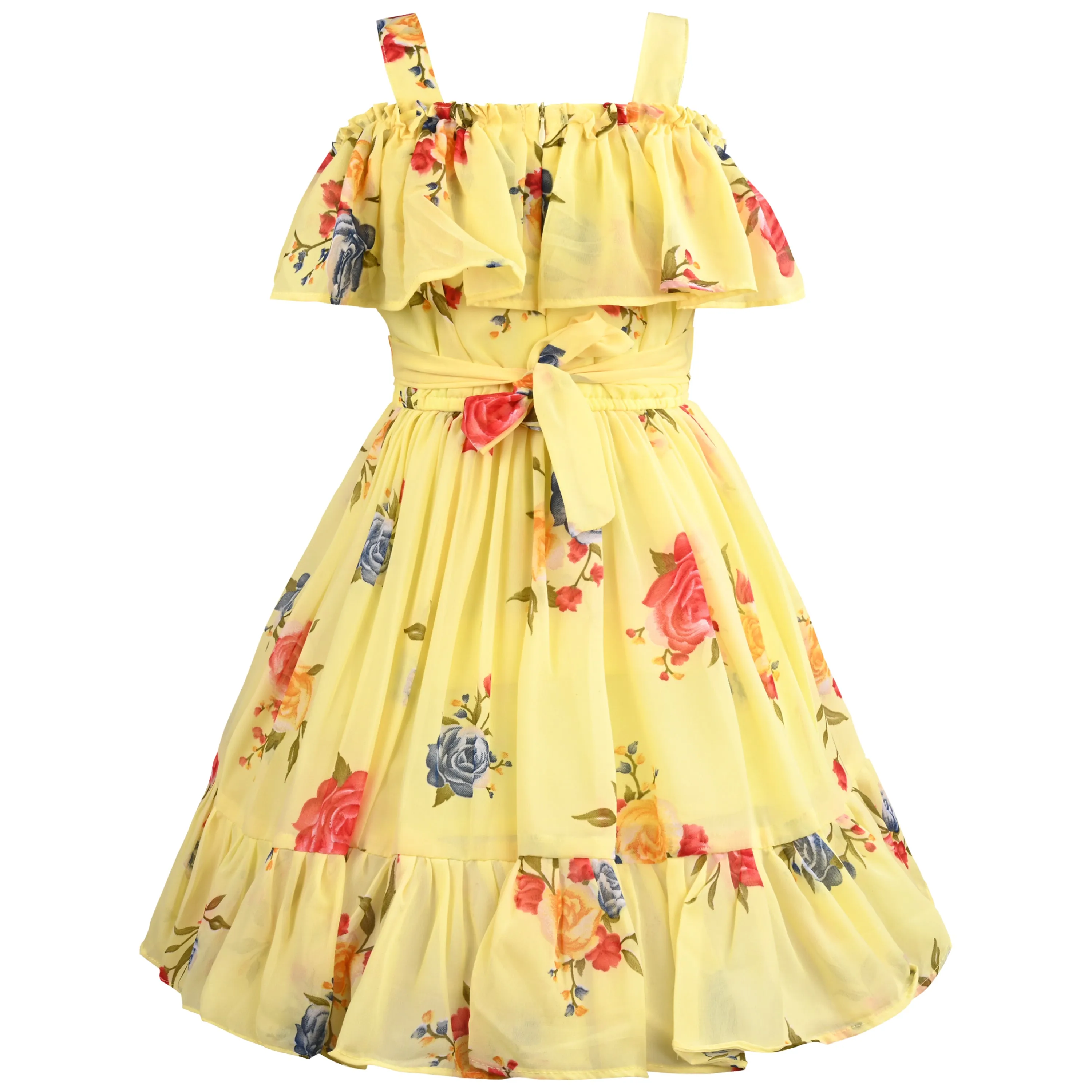 Girls Floral Print Fit and Flare Frock Dress