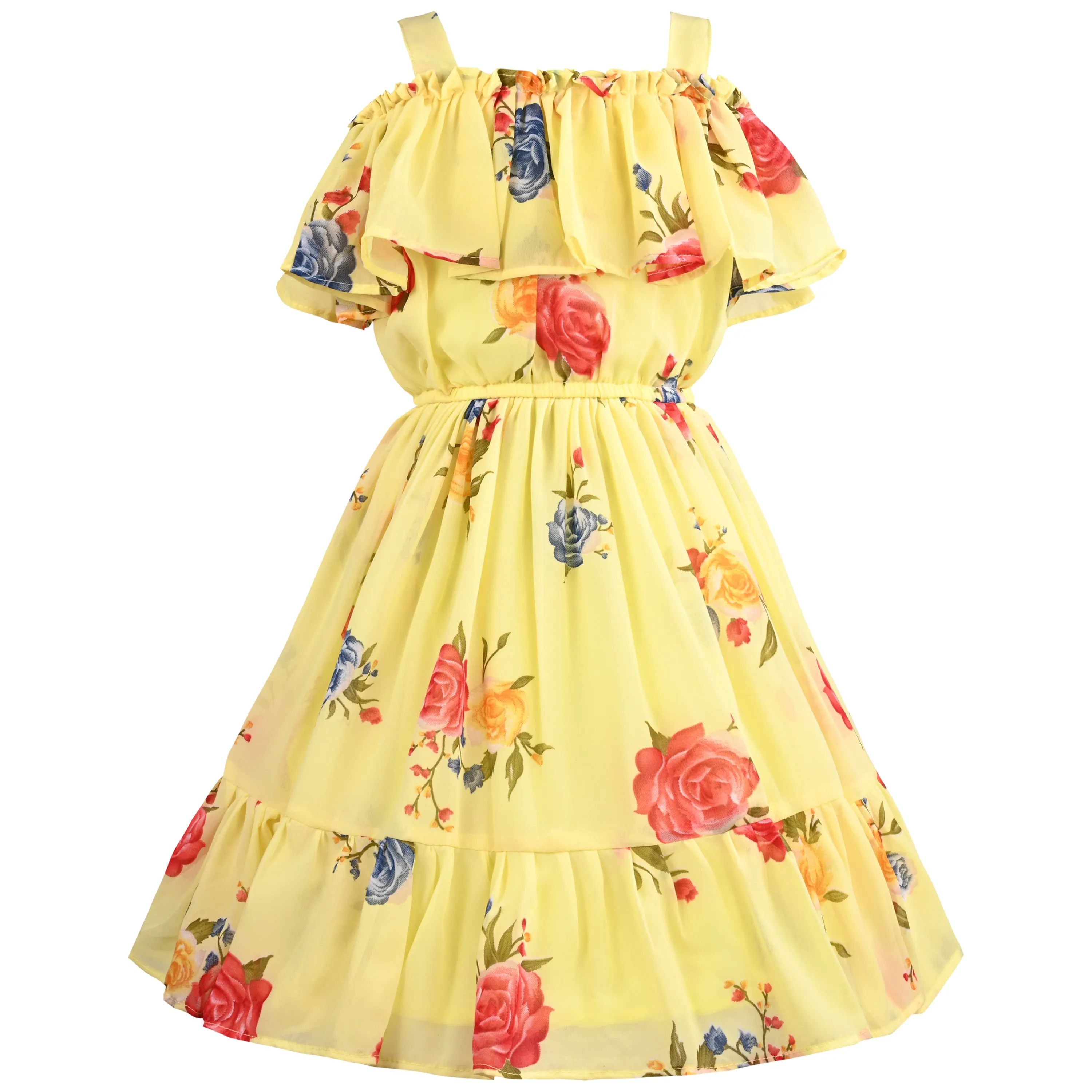 Girls Floral Print Fit and Flare Frock Dress