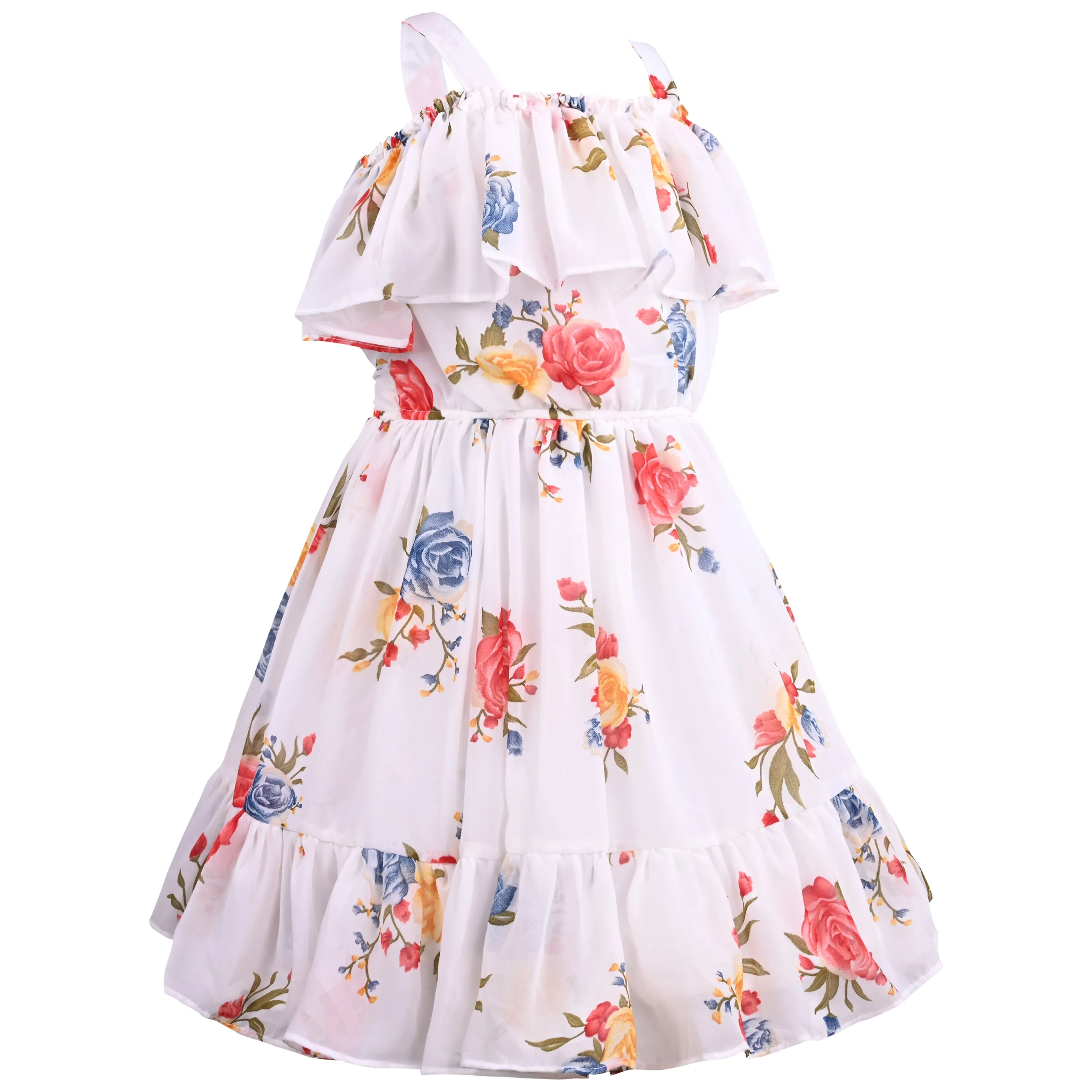 Girls Floral Print Fit and Flare Frock Dress
