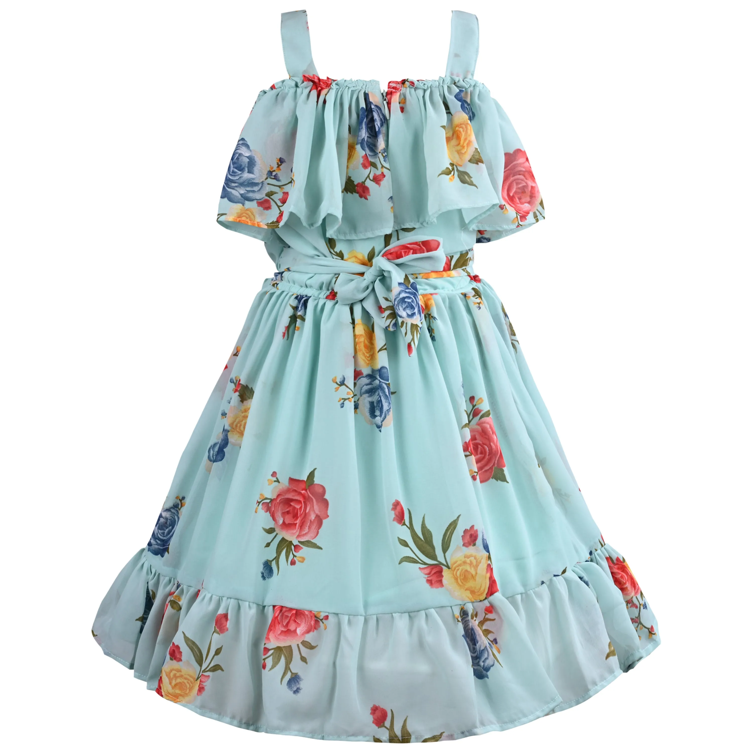 Girls Floral Print Fit and Flare Frock Dress