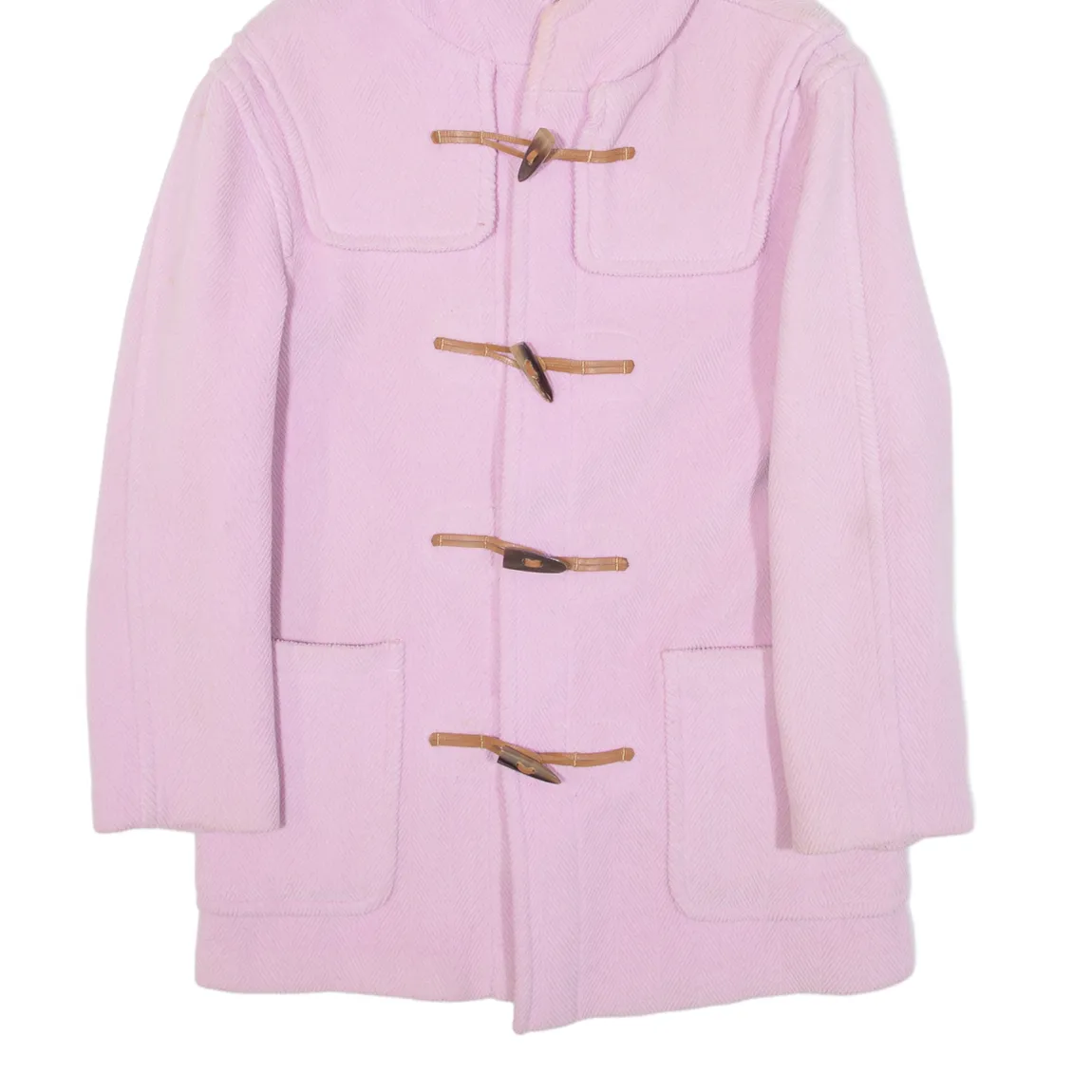 GLOVERALL Womens Duffle Coat Pink Knit Wool Hooded UK 12