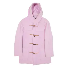 GLOVERALL Womens Duffle Coat Pink Knit Wool Hooded UK 12