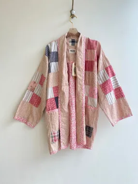 Heirloom Quilt Shawl Collar Coat (Peach Multi)