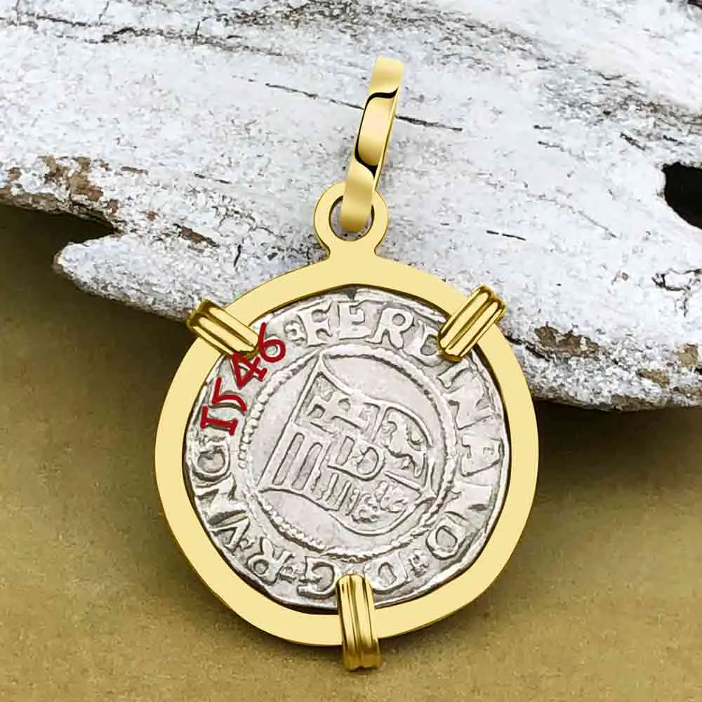 Hungarian Silver Denar Dated 1546 with Mary & Baby Jesus 14K Gold Pendant | Artifact #8558