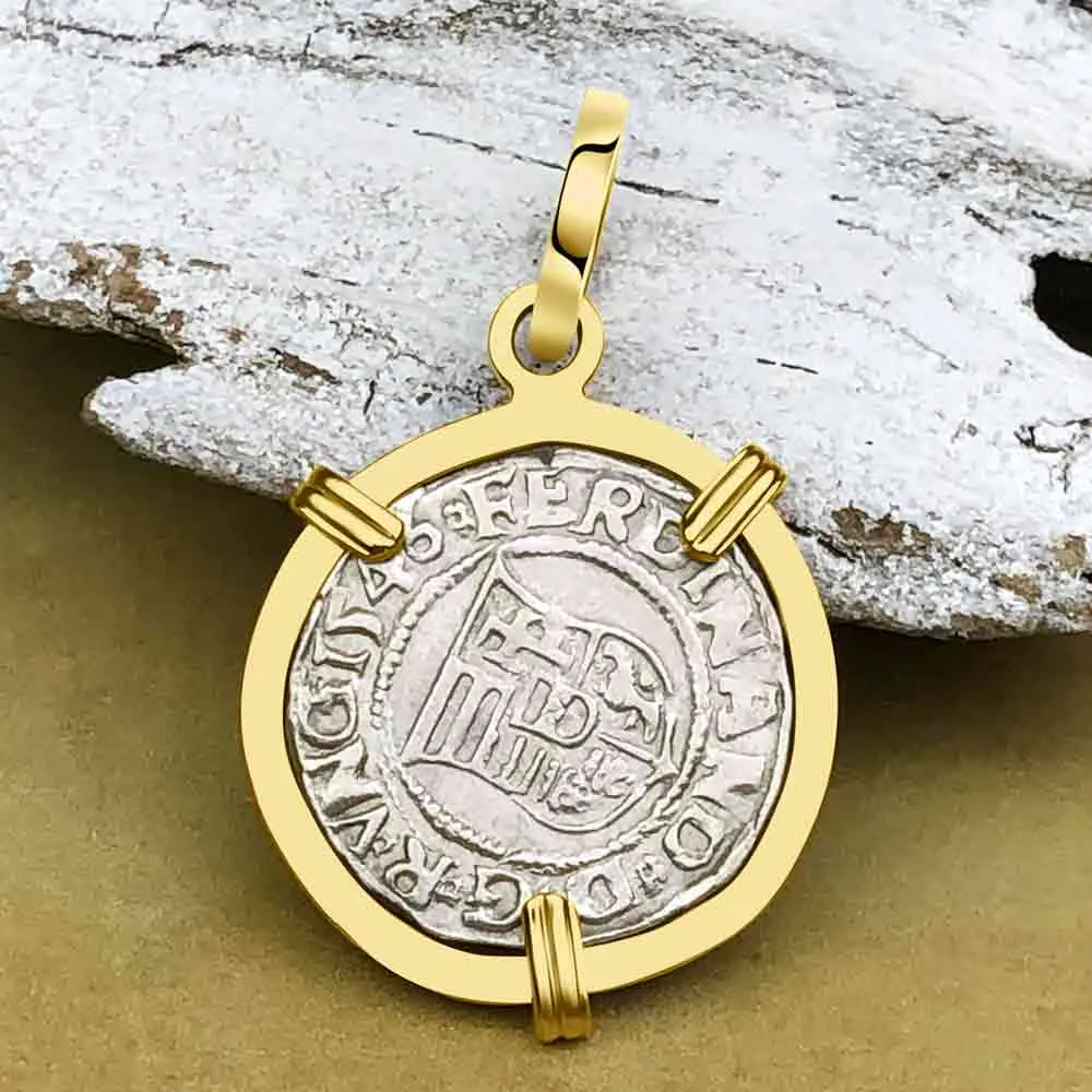 Hungarian Silver Denar Dated 1546 with Mary & Baby Jesus 14K Gold Pendant | Artifact #8558