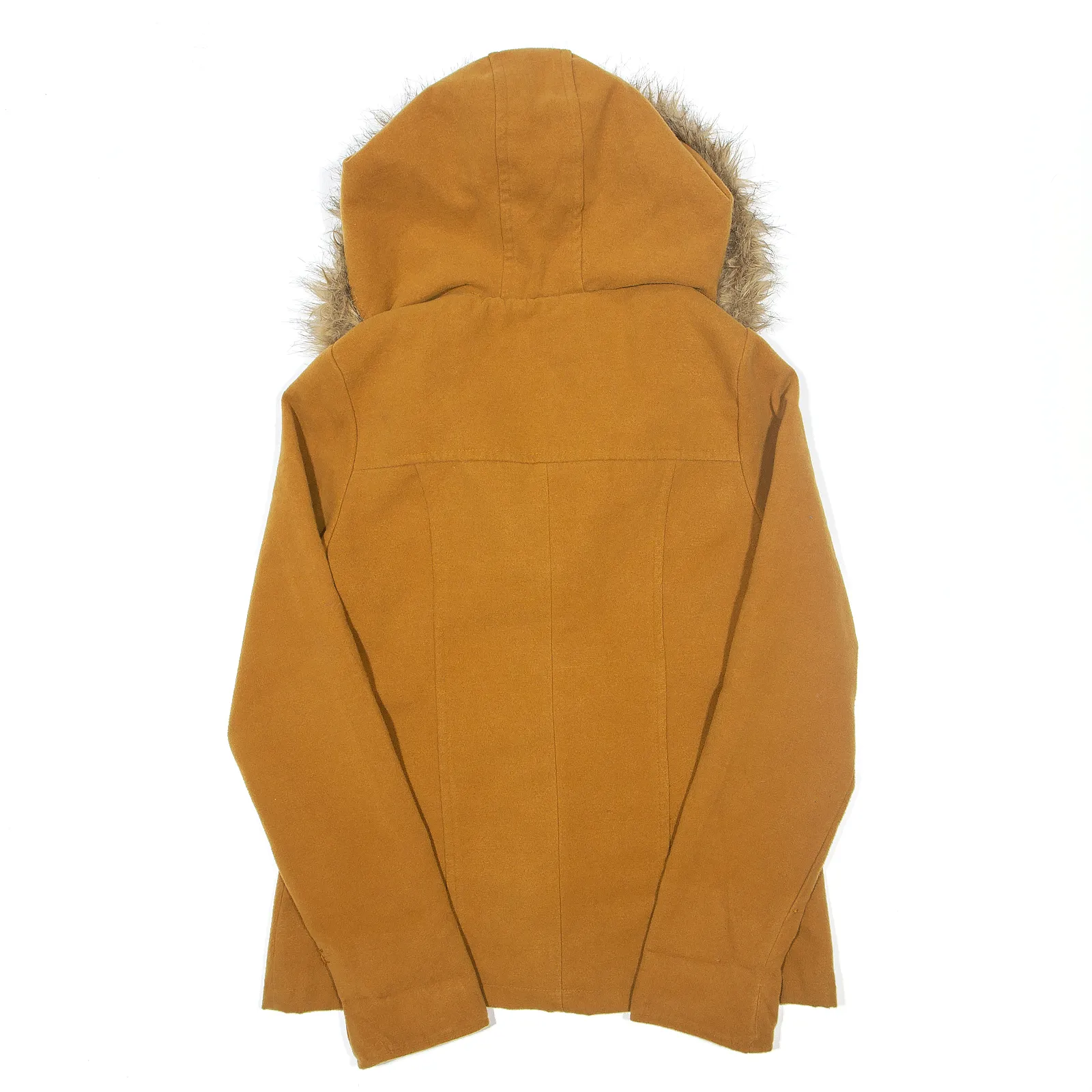 KANGOL Faux Fur Duffle Coat Orange Womens S