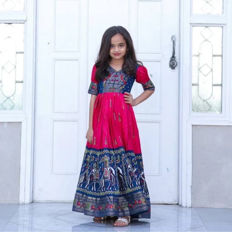 Kids Ethnic Girls Designer Gown Frock Dress