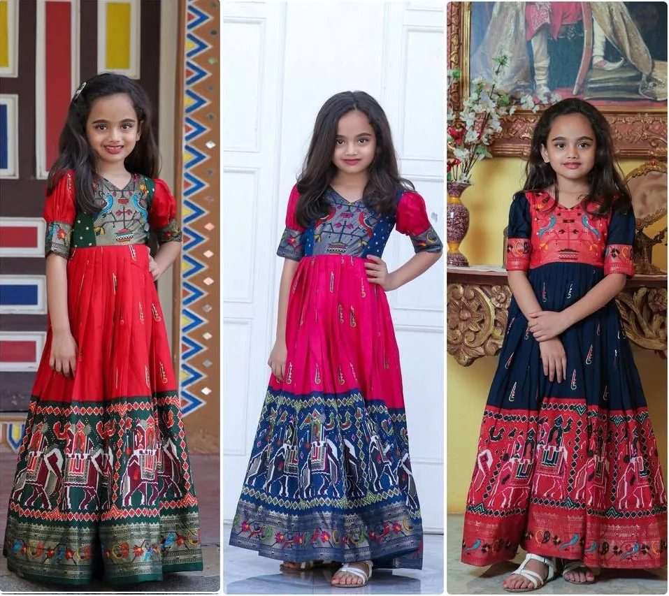 Kids Ethnic Girls Designer Gown Frock Dress