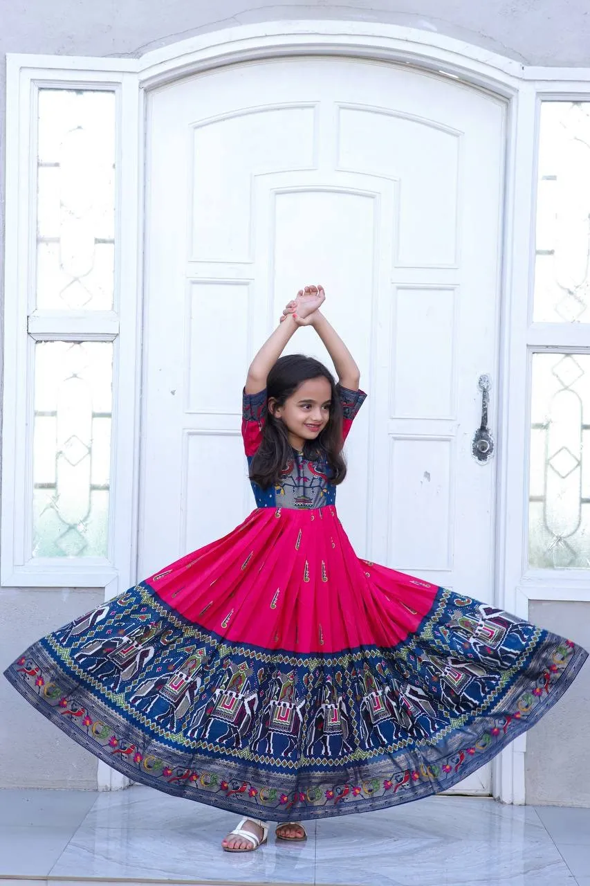 Kids Ethnic Girls Designer Gown Frock Dress