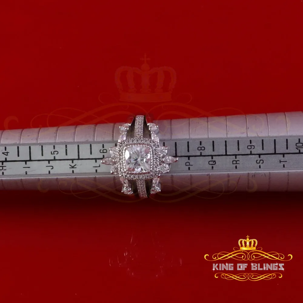 King Of Blings Enhancer Guard Wrap Insert Ring SZ7 White Silver 1.75ct VVS D Cushion Moissanite