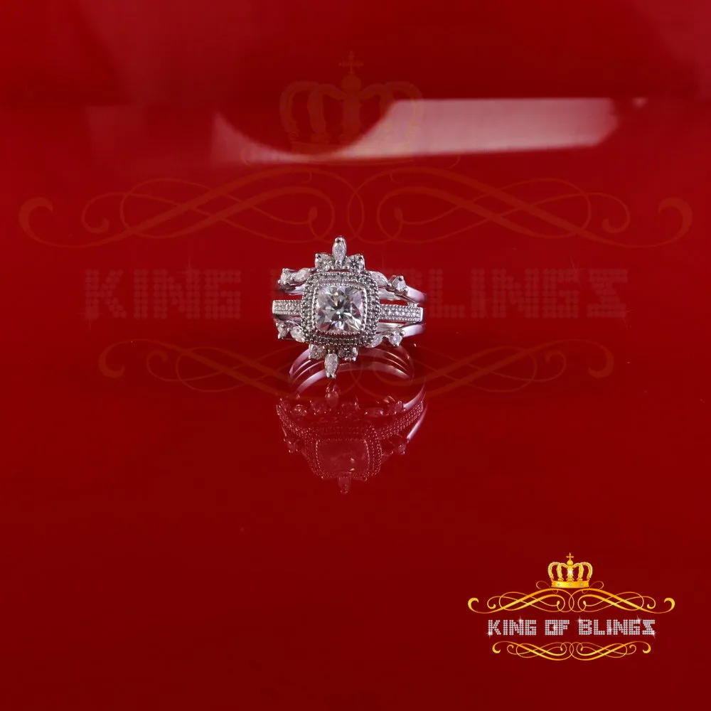 King Of Blings Enhancer Guard Wrap Insert Ring SZ7 White Silver 1.75ct VVS D Cushion Moissanite