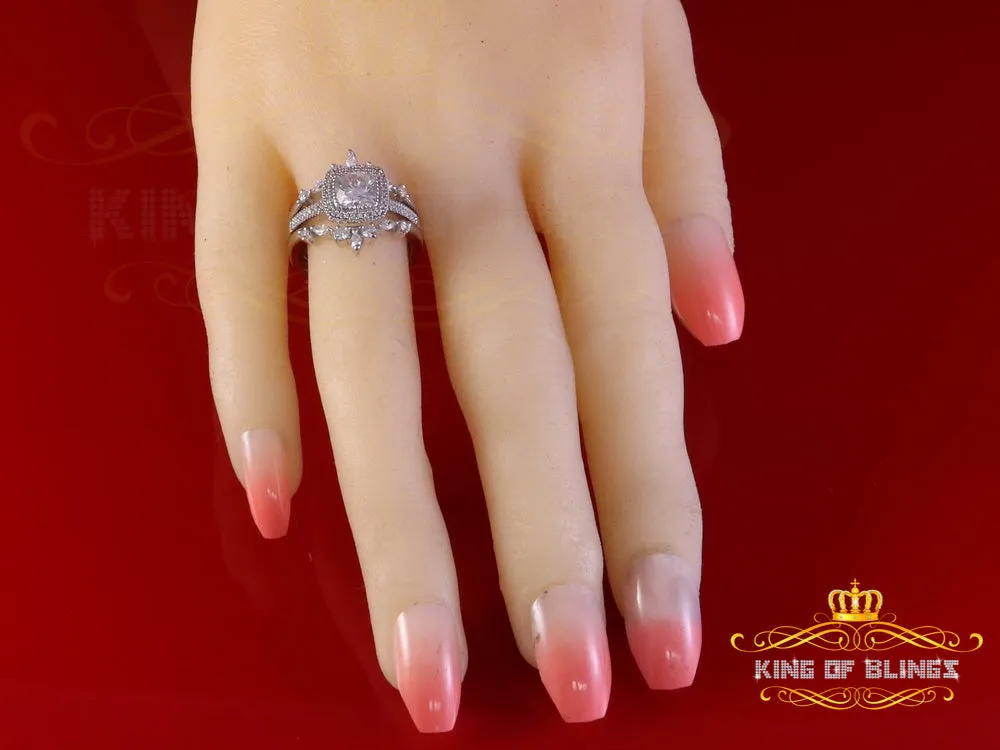 King Of Blings Enhancer Guard Wrap Insert Ring SZ7 White Silver 1.75ct VVS D Cushion Moissanite