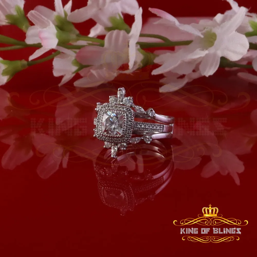 King Of Blings Enhancer Guard Wrap Insert Ring SZ7 White Silver 1.75ct VVS D Cushion Moissanite