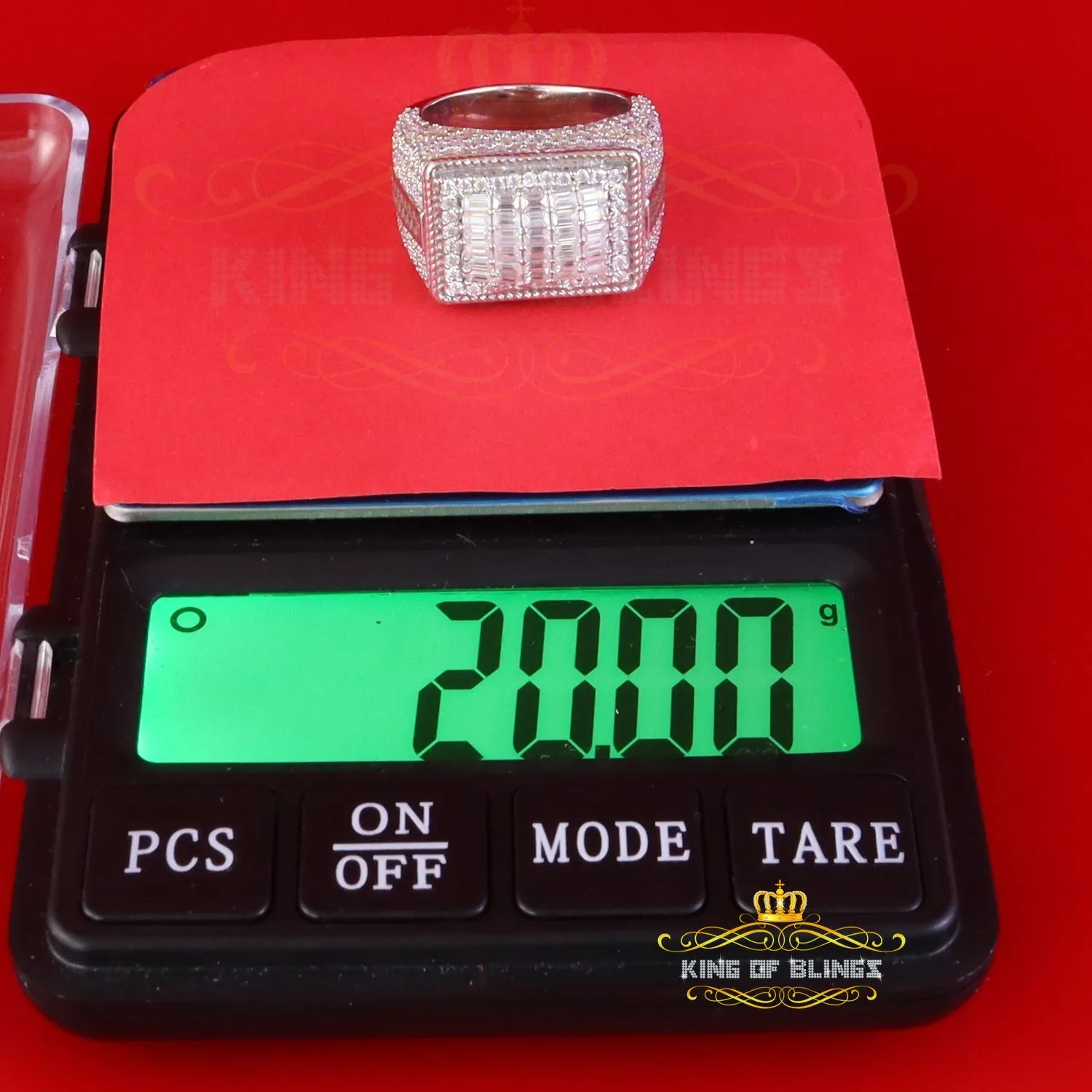 King of Bling's Men's/Womens 925 Silver White 4.50ct VVS 'D' Moissanite Rectangle Rings Size 10