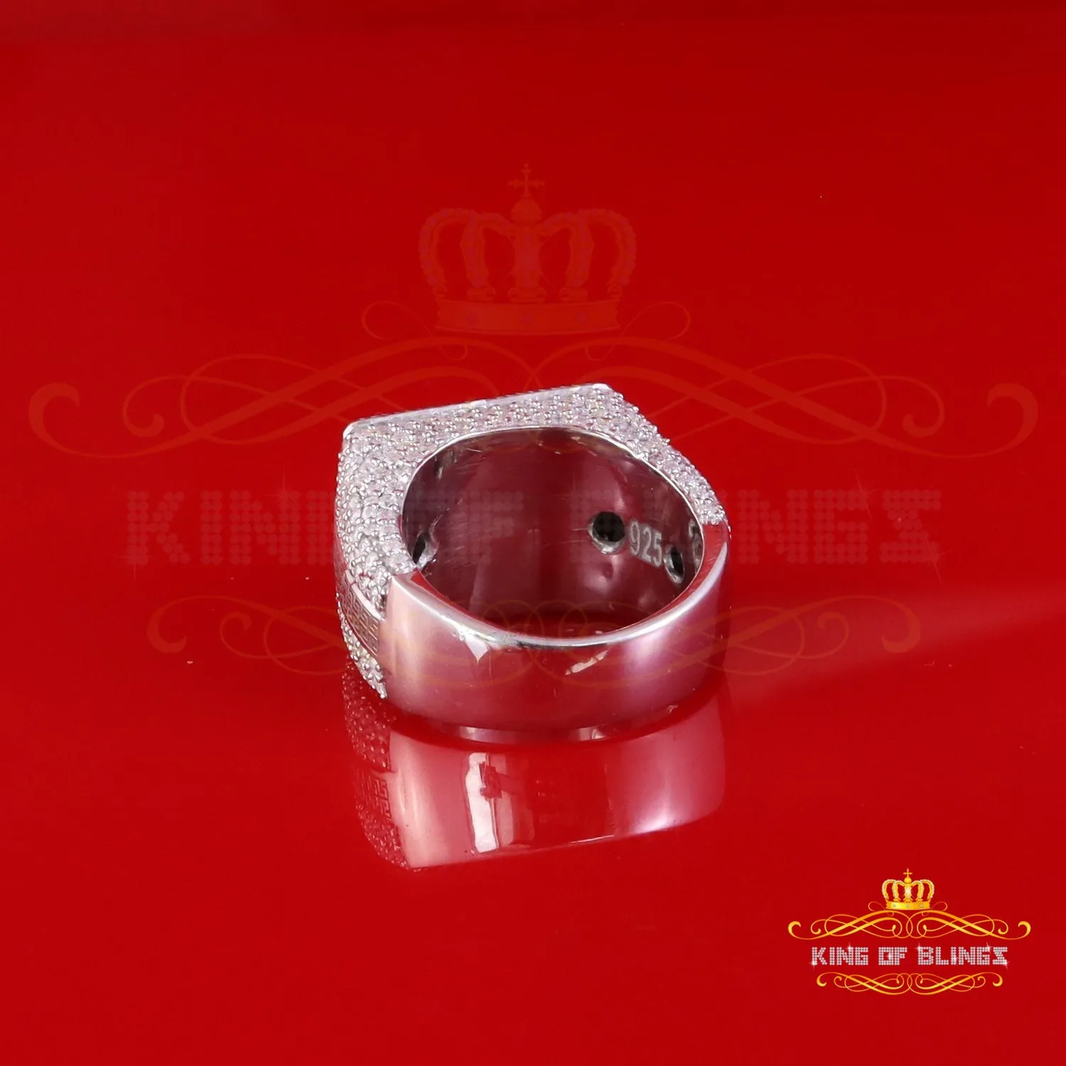 King of Bling's Men's/Womens 925 Silver White 4.50ct VVS 'D' Moissanite Rectangle Rings Size 10