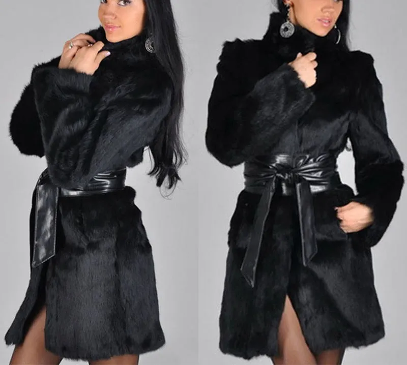 Luna Noir Faux Fur Coat