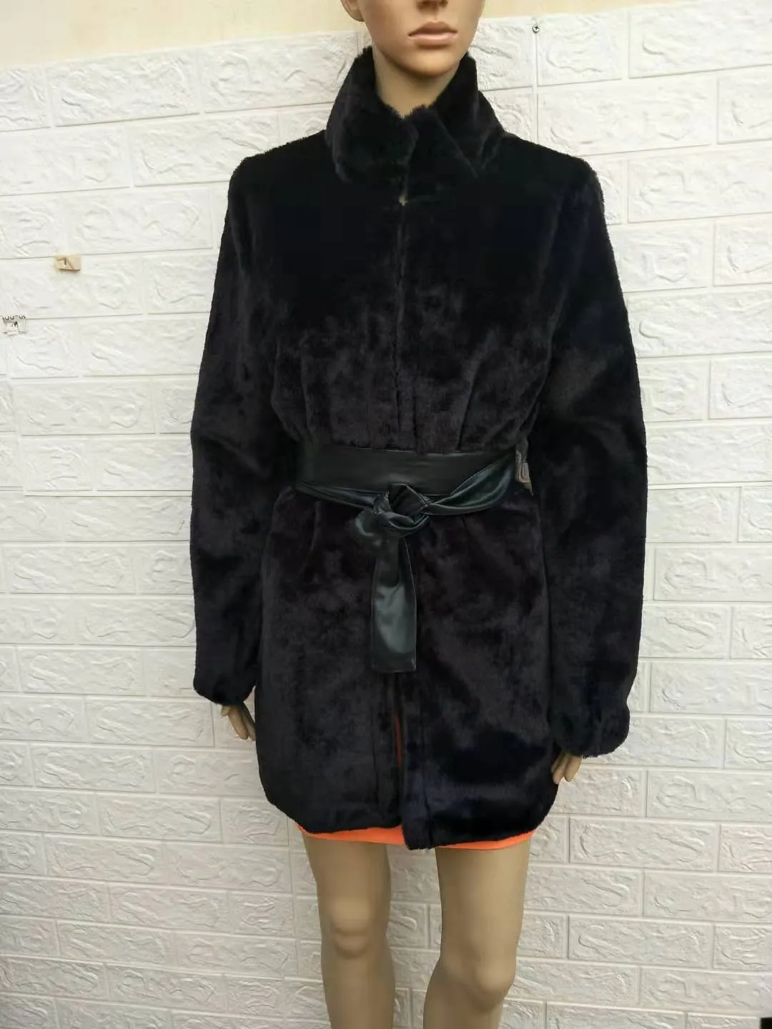 Luna Noir Faux Fur Coat