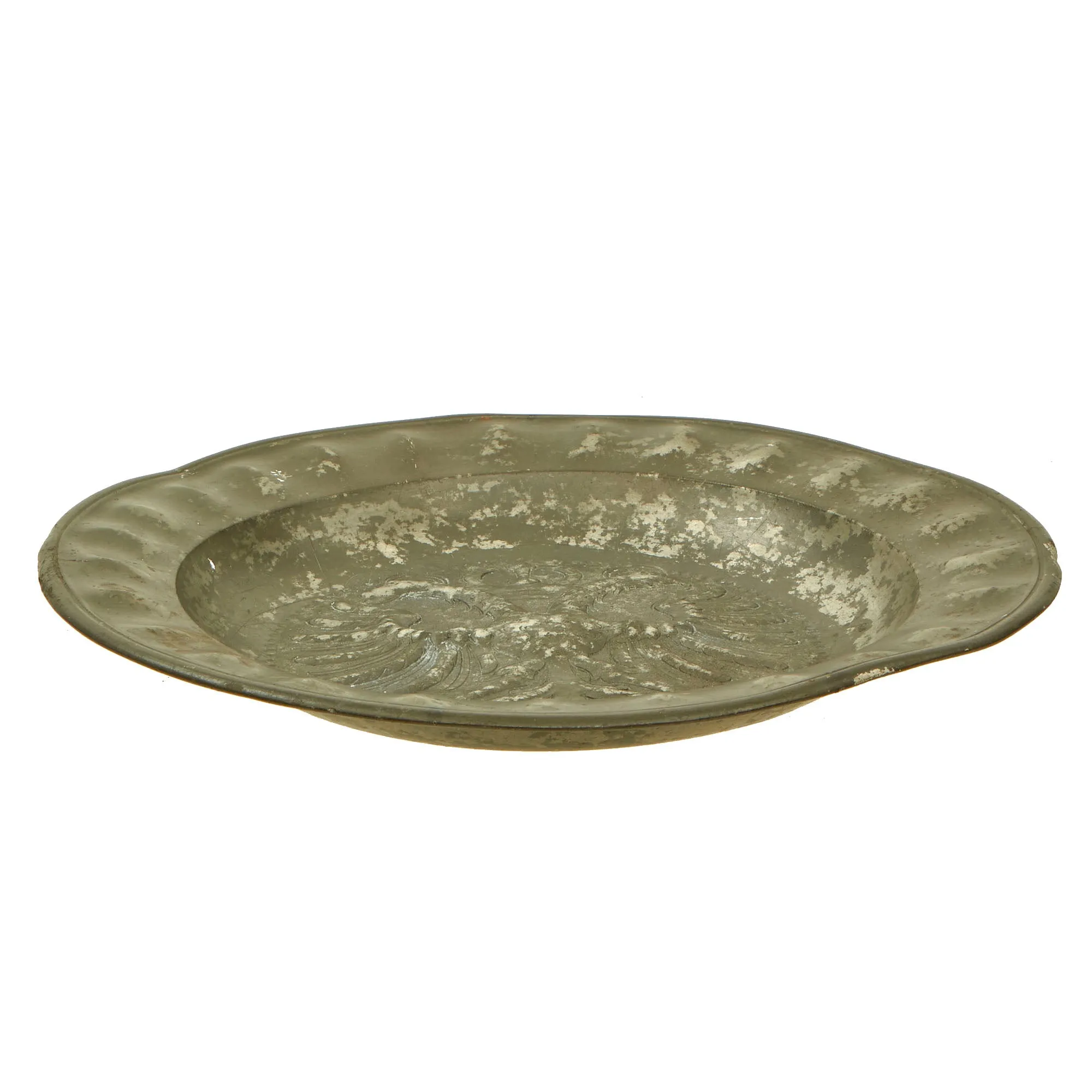 Original 18th Century Holy Roman Empire Double Headed Eagle Coat of Arms Pewter Charger Plate