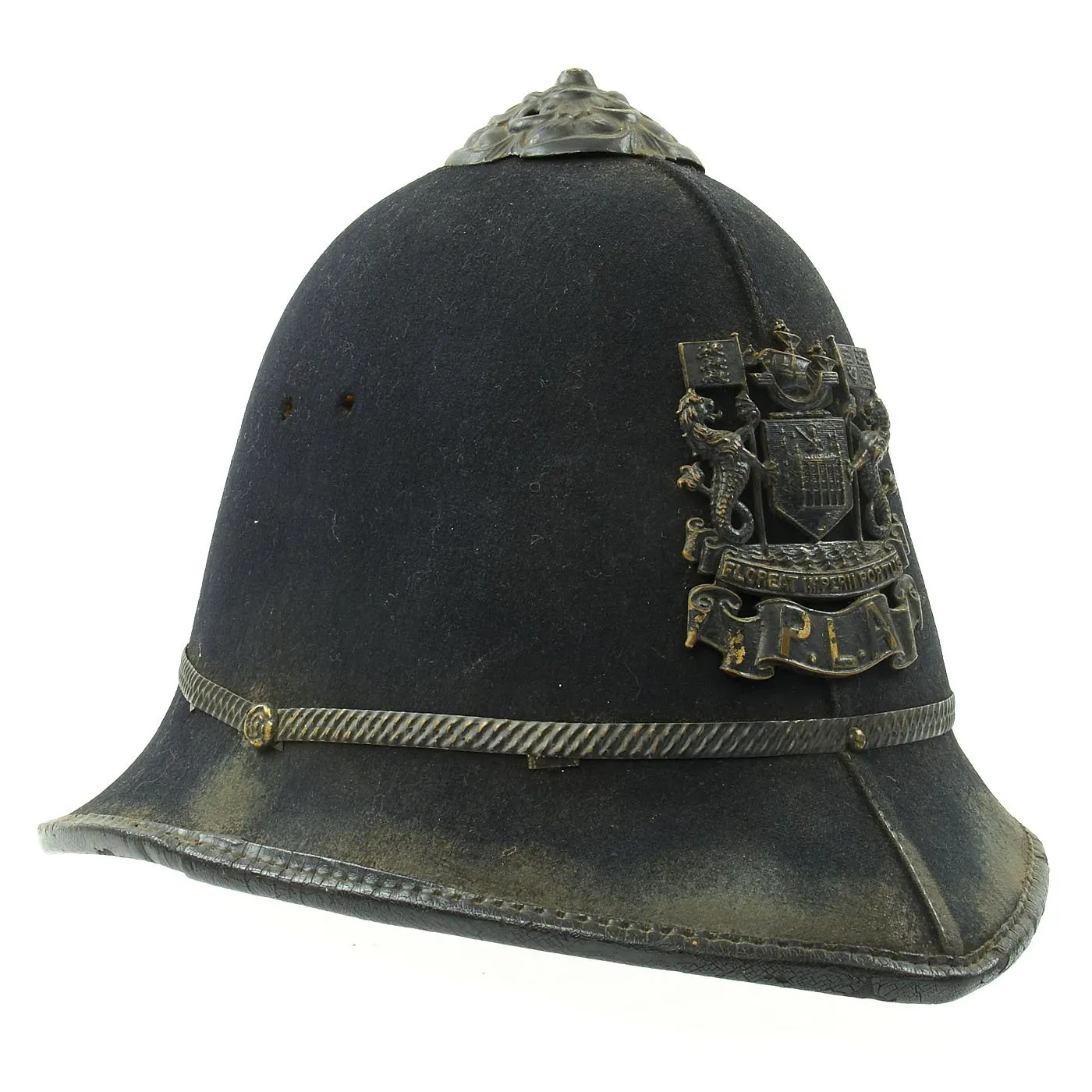 Original British WWII Rose Top Port of London Authority Blitz “Blackout” Police Bobby Helmet