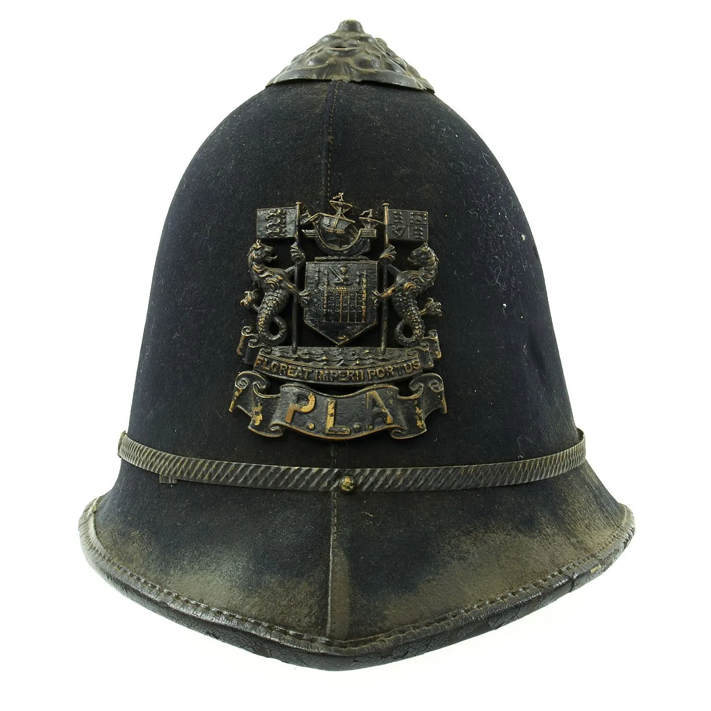 Original British WWII Rose Top Port of London Authority Blitz “Blackout” Police Bobby Helmet