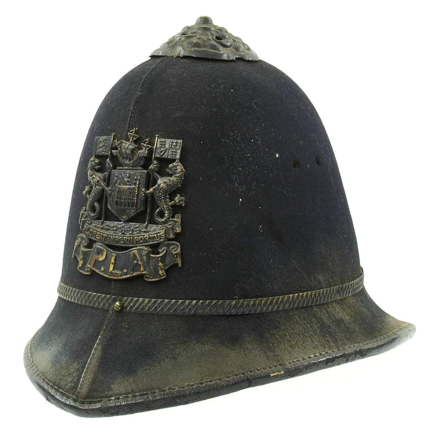 Original British WWII Rose Top Port of London Authority Blitz “Blackout” Police Bobby Helmet