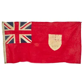 Original Canadian WWII Era Red Naval & Civil Ensign Flag - 62” x 32”