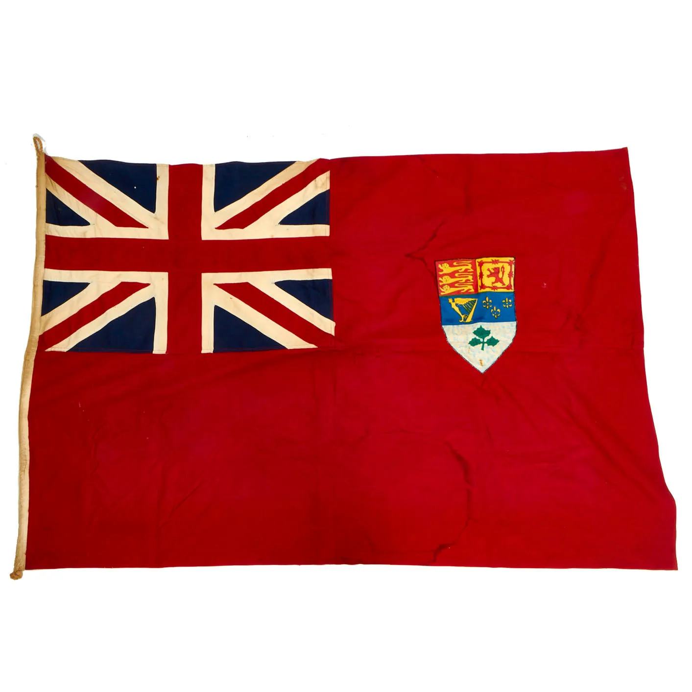 Original Canadian WWII Red Naval & Civil Ensign Flag - 46” x 67”