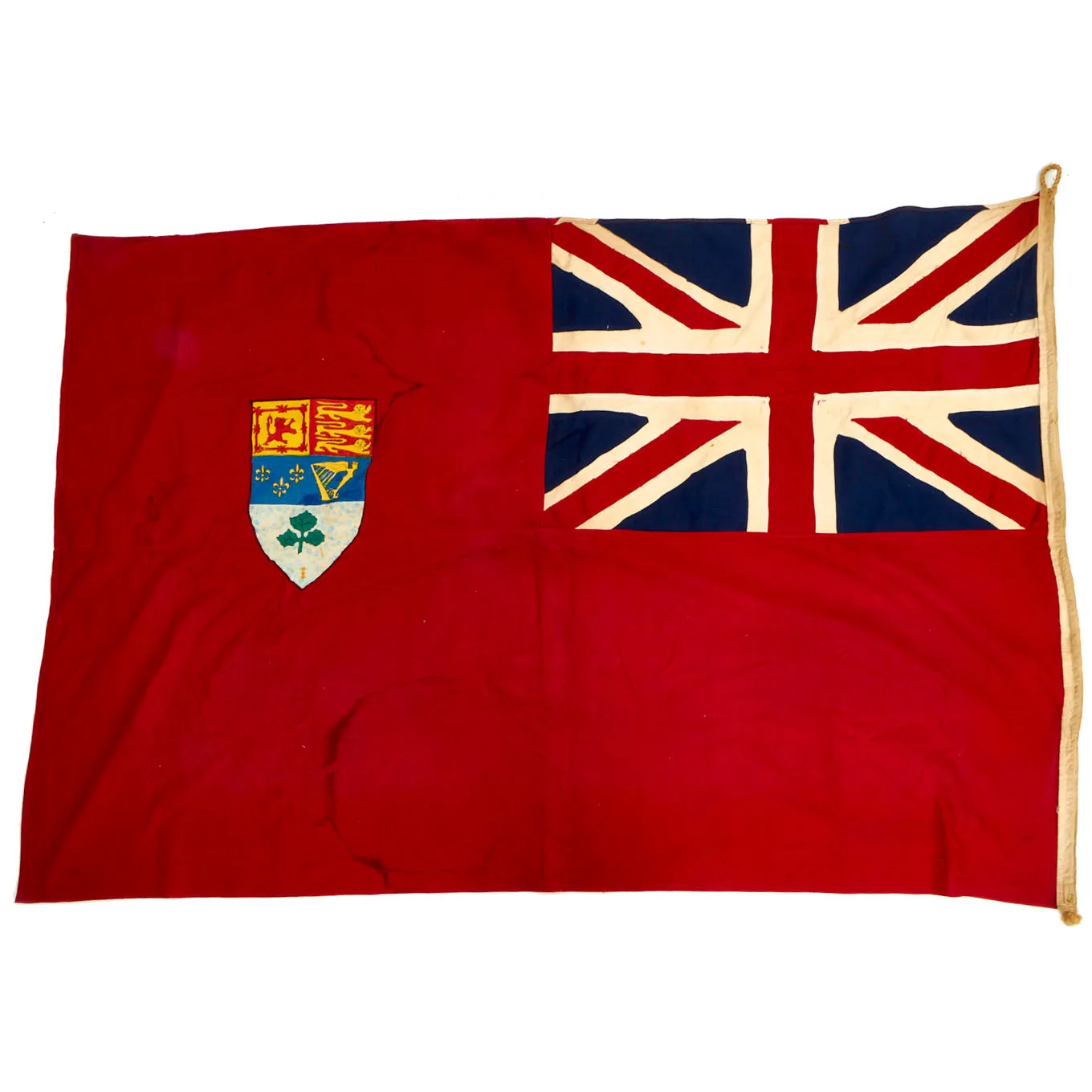 Original Canadian WWII Red Naval & Civil Ensign Flag - 46” x 67”