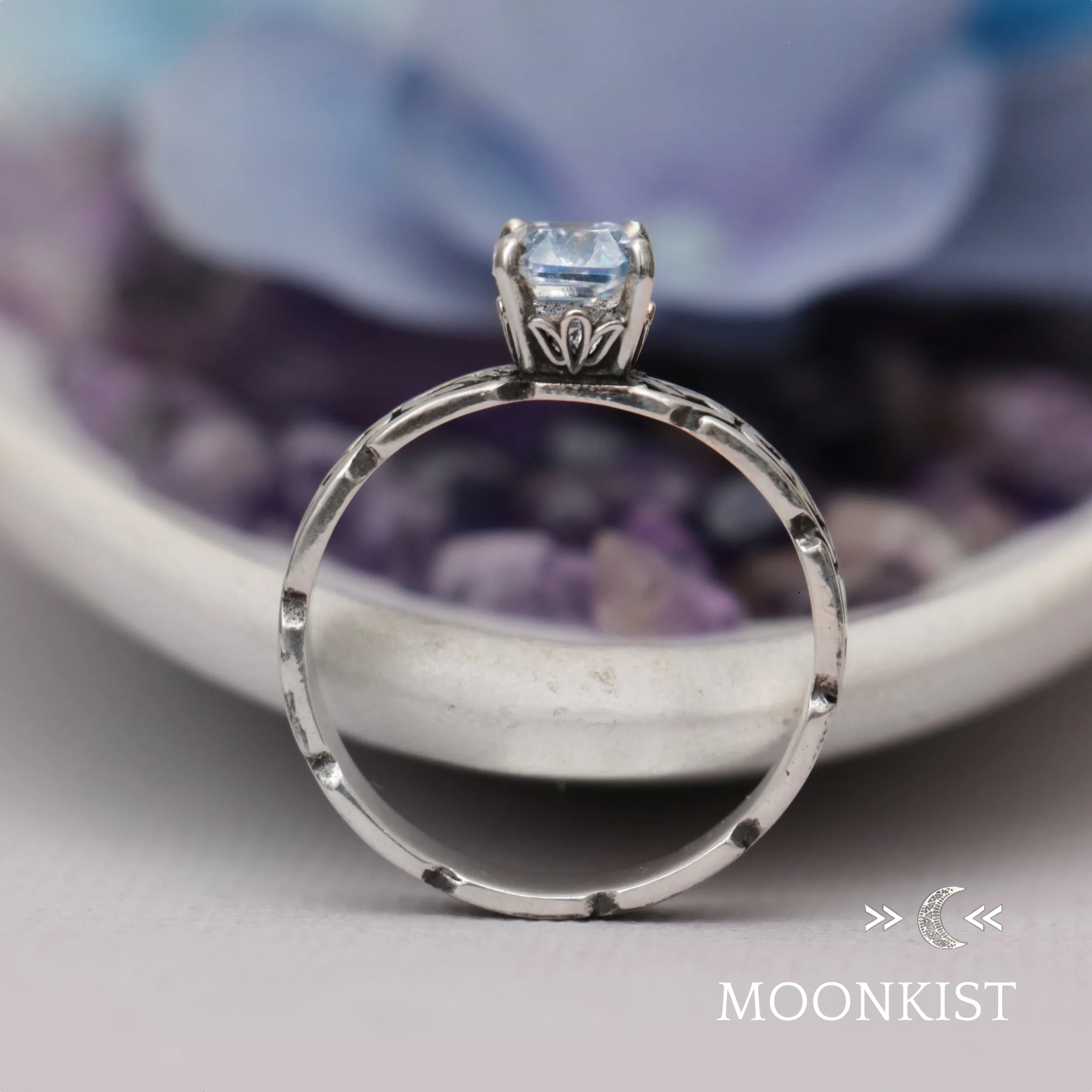 Sterling Silver Celtic Square Engagement Ring | Moonkist Designs