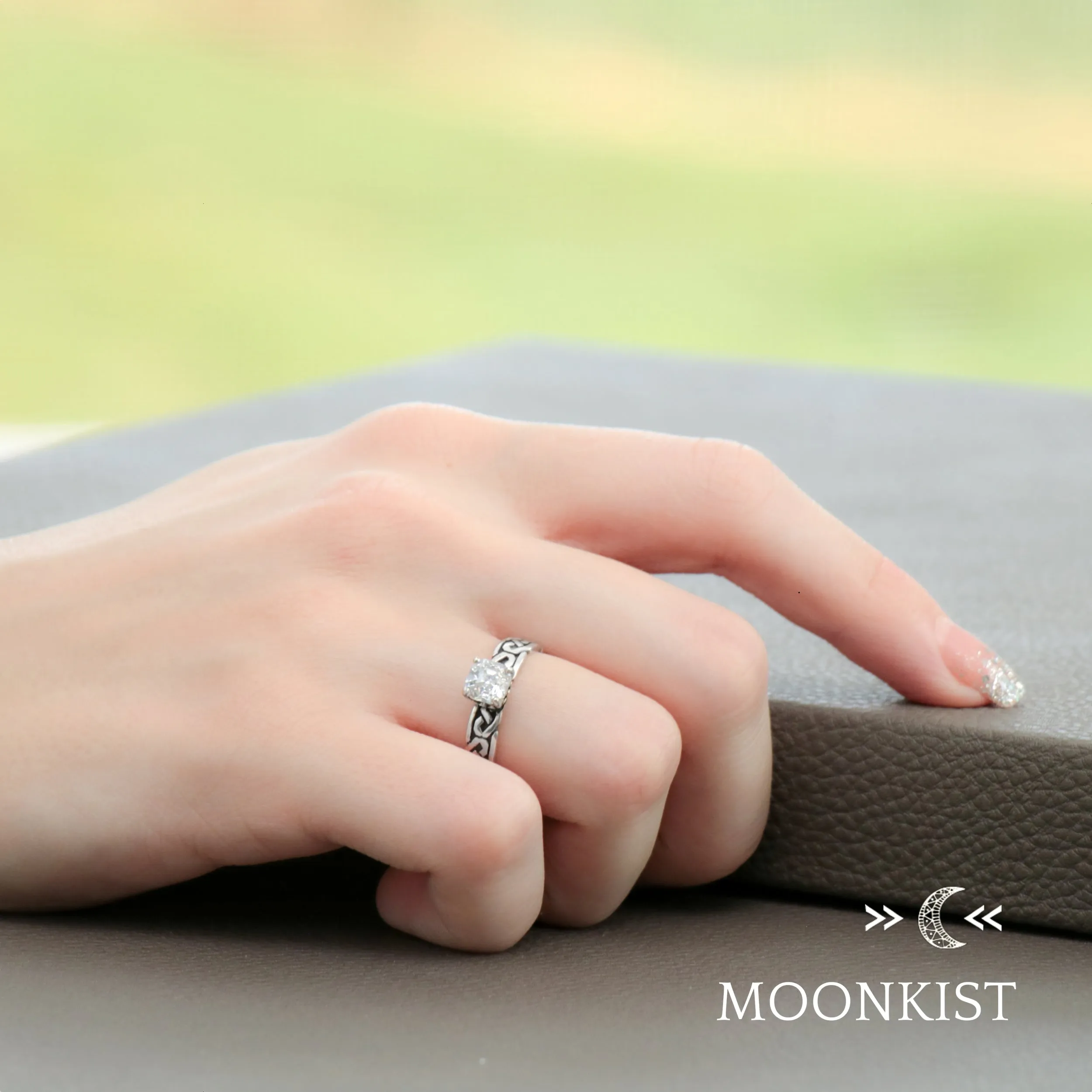 Sterling Silver Celtic Square Engagement Ring | Moonkist Designs